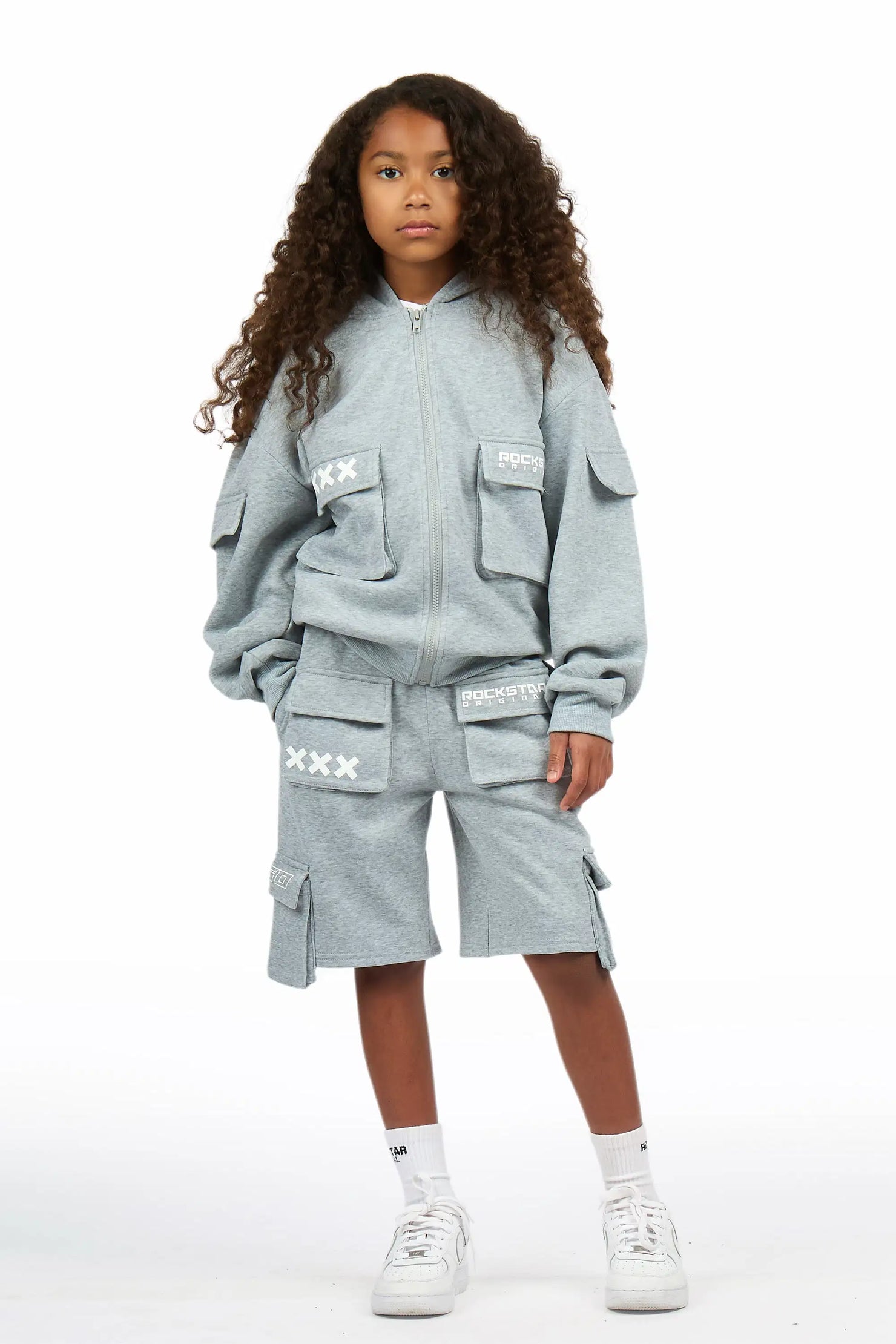 Girls Natanya Heather Grey Short Set