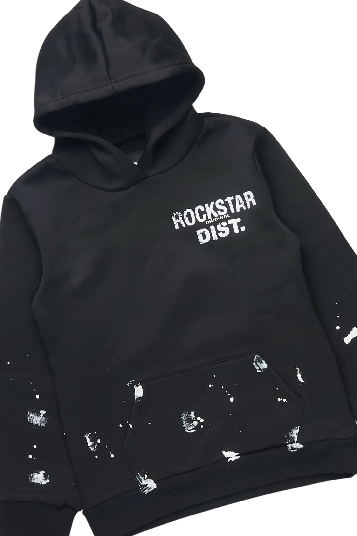 Boys Raffer 2.0 Black/White Hoodie/Stacked Flare Track Set