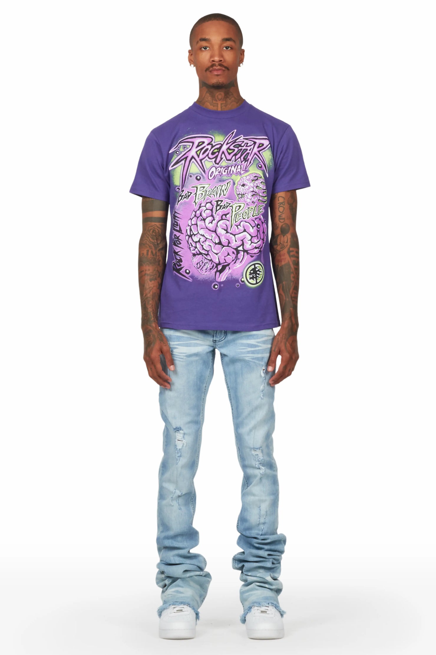 Faby Light Blue Super Stacked Flare Jean