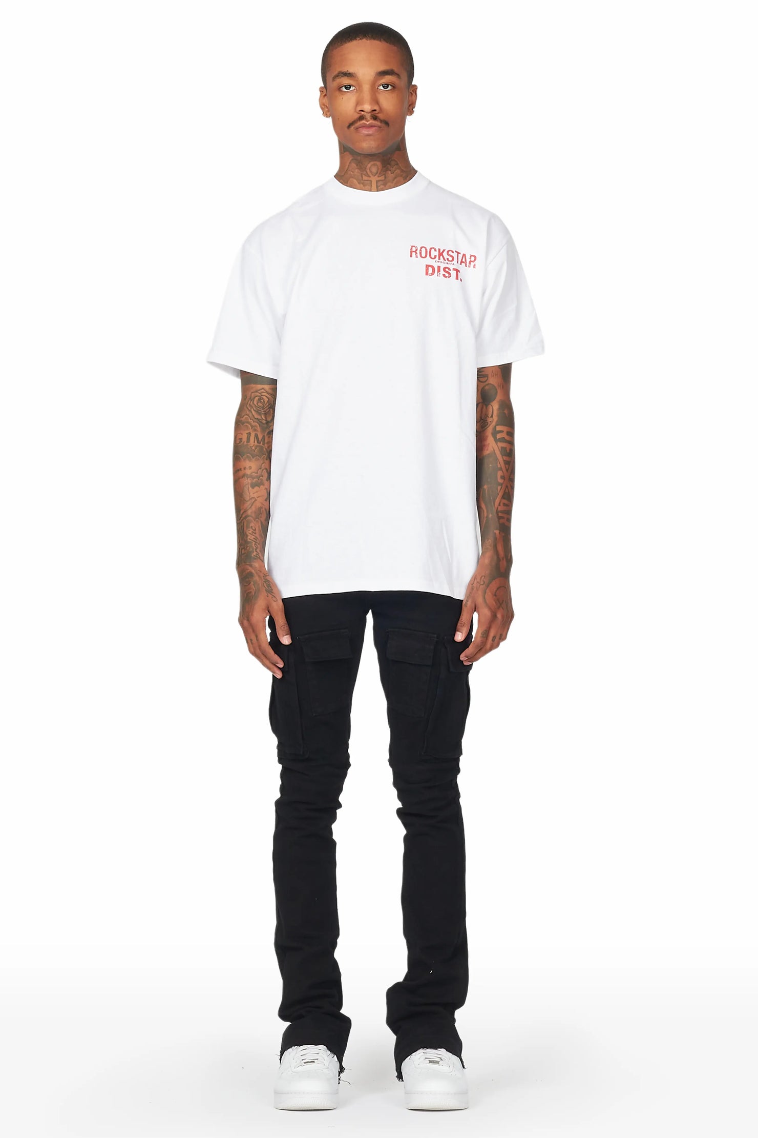 Sarg Black Cargo Stacked Flare Jean