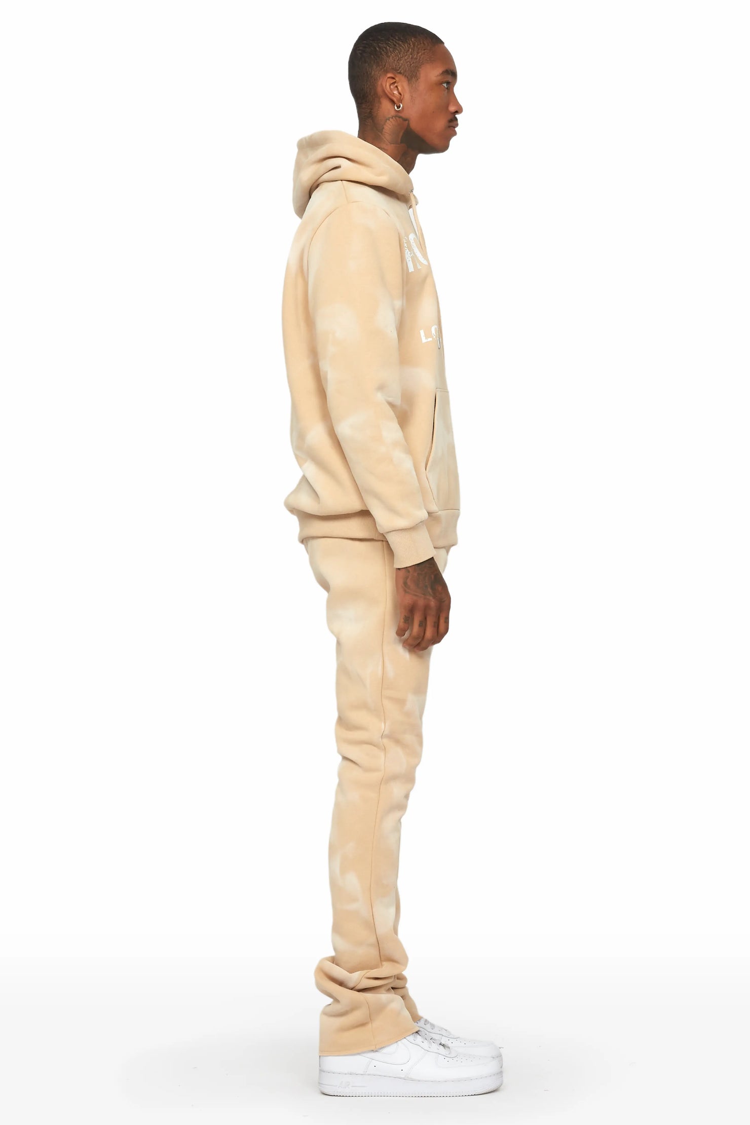 Nelly Tan Hoodie Stacked Flare Track Set