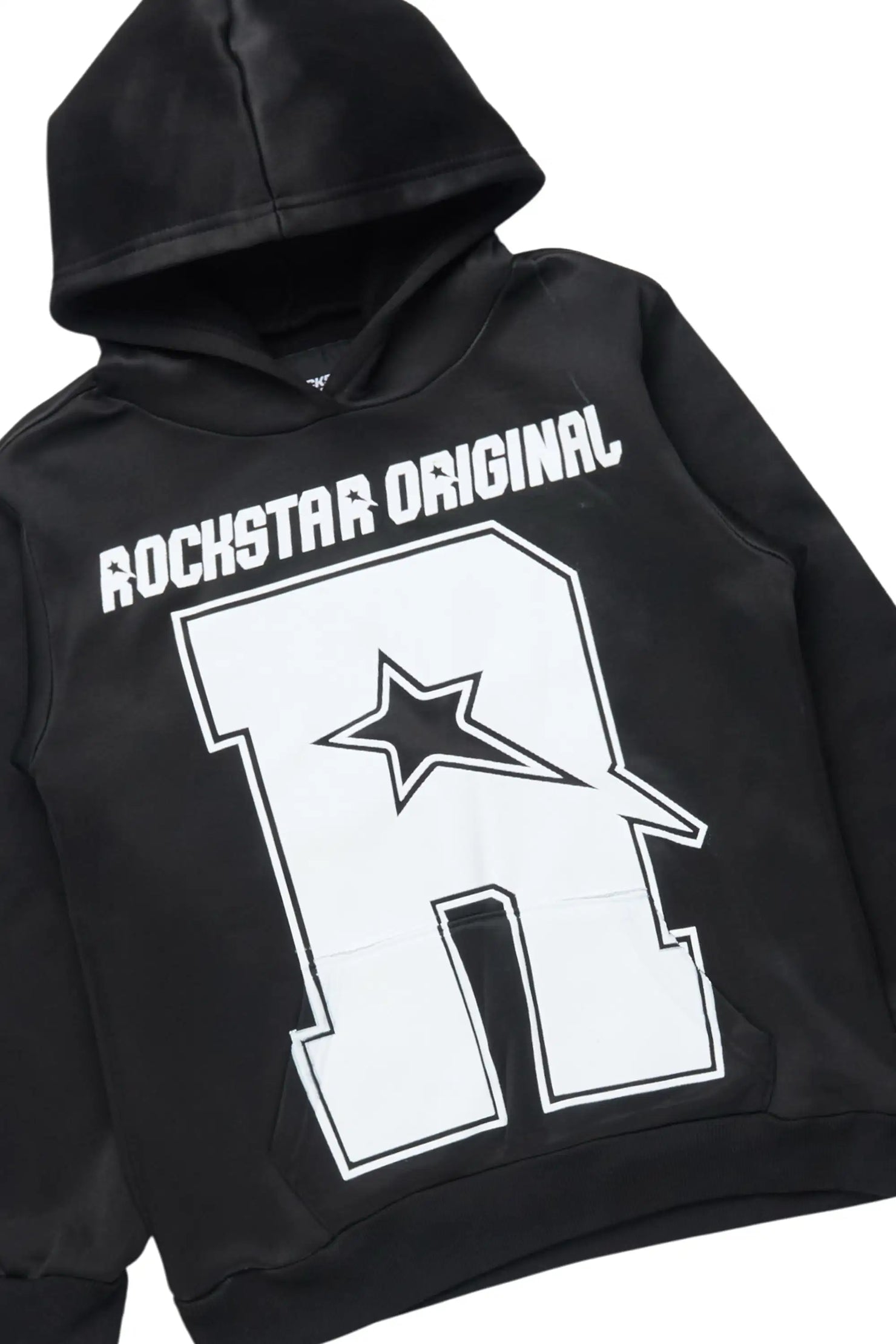 Boys Skender Black/White Hoodie/Stacked Flare Track Set