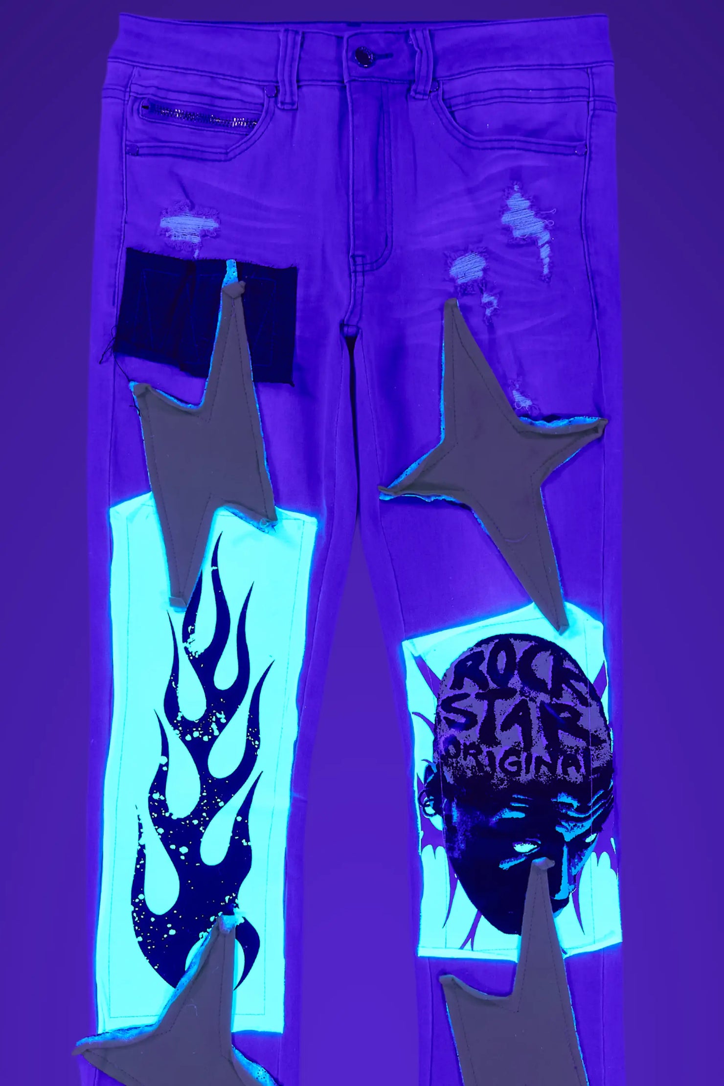 Edgar Grey/Yellow Patchwork Stacked Flare Jean