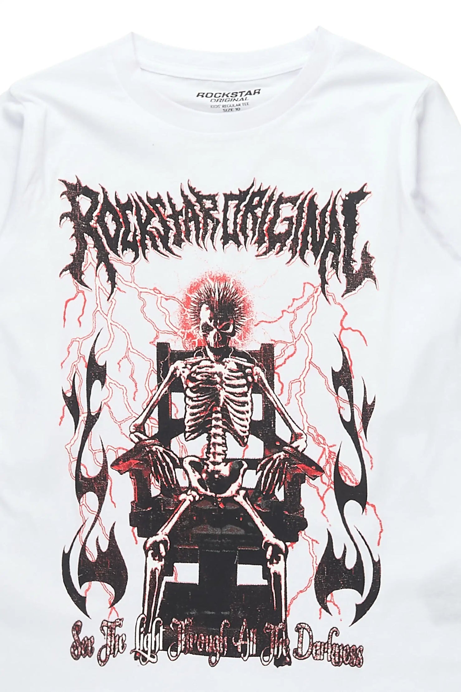 Boys Dethrown White/Black Long Sleeve Graphic T-Shirt