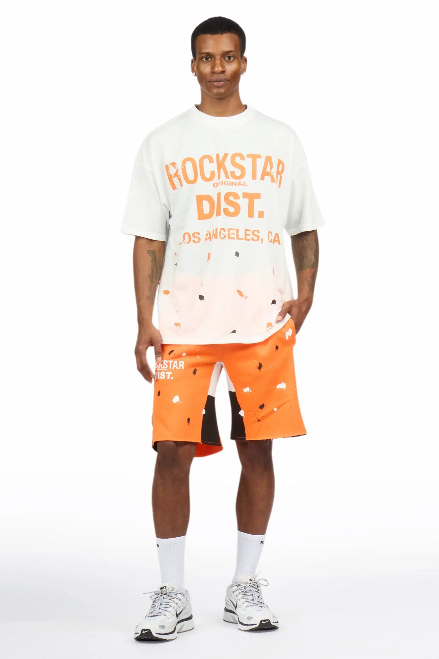 Scottie White/Orange Painter T-Shirt/Short Set