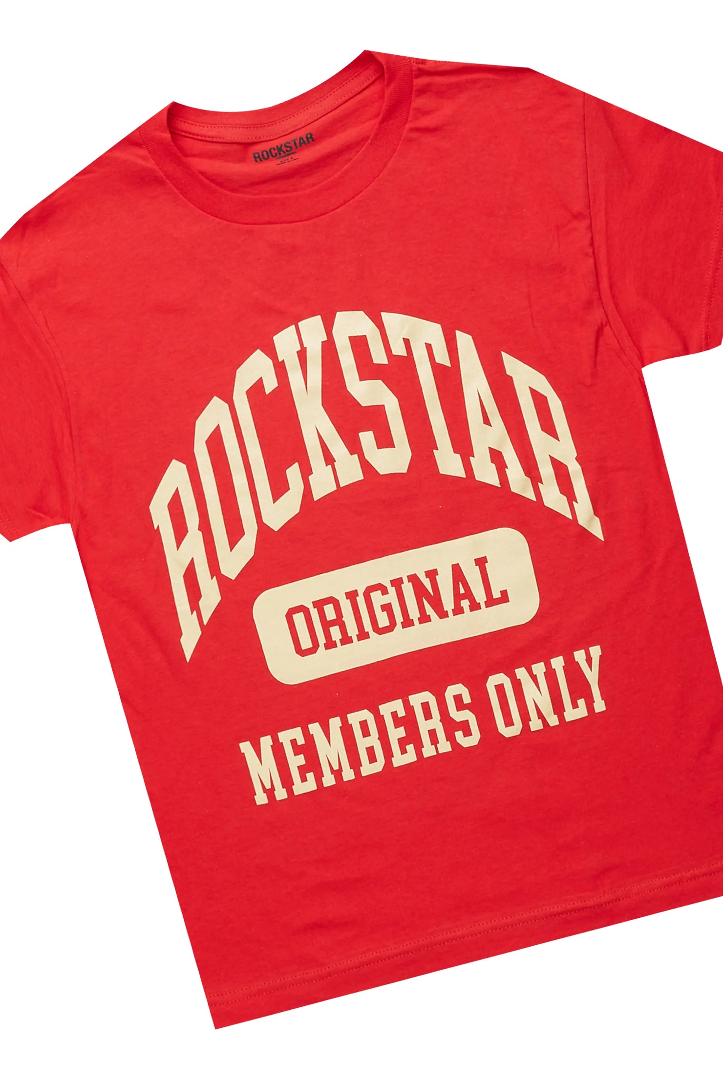 Boys Raam Red T-Shirt/Frayed Skinny Stacked Flare Jean Set