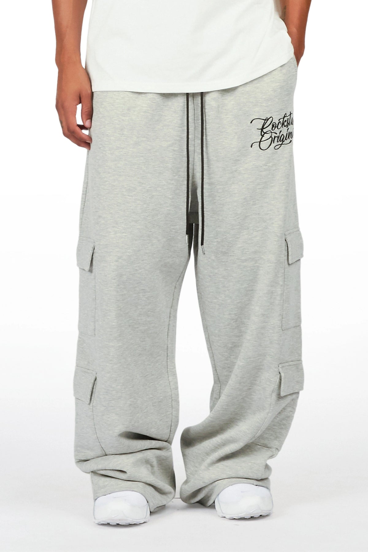 Adaty Heather Grey Chain Baggy Fit Pant