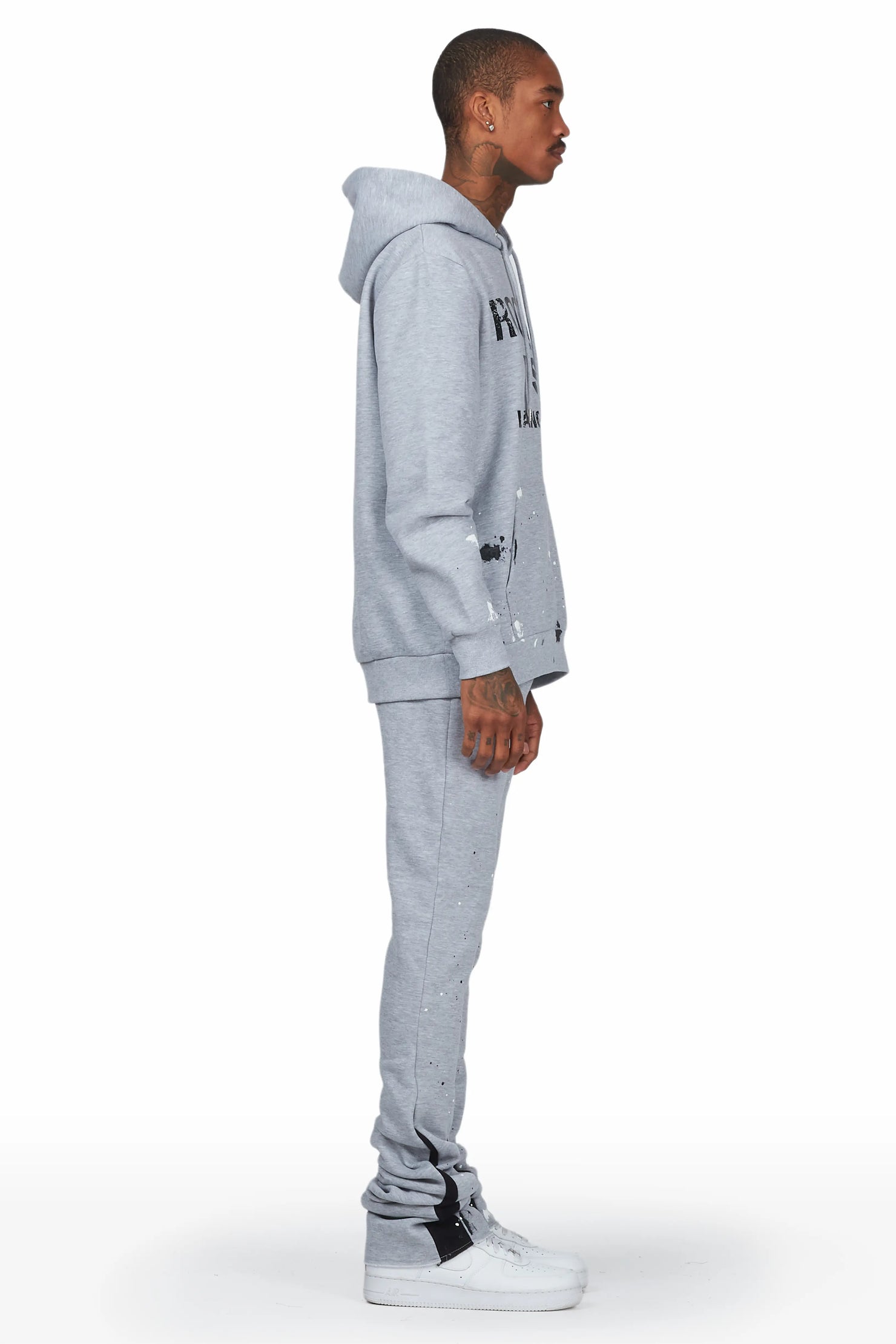 Scottie Grey/Black Hoodie Super Stacked Flare Track Set