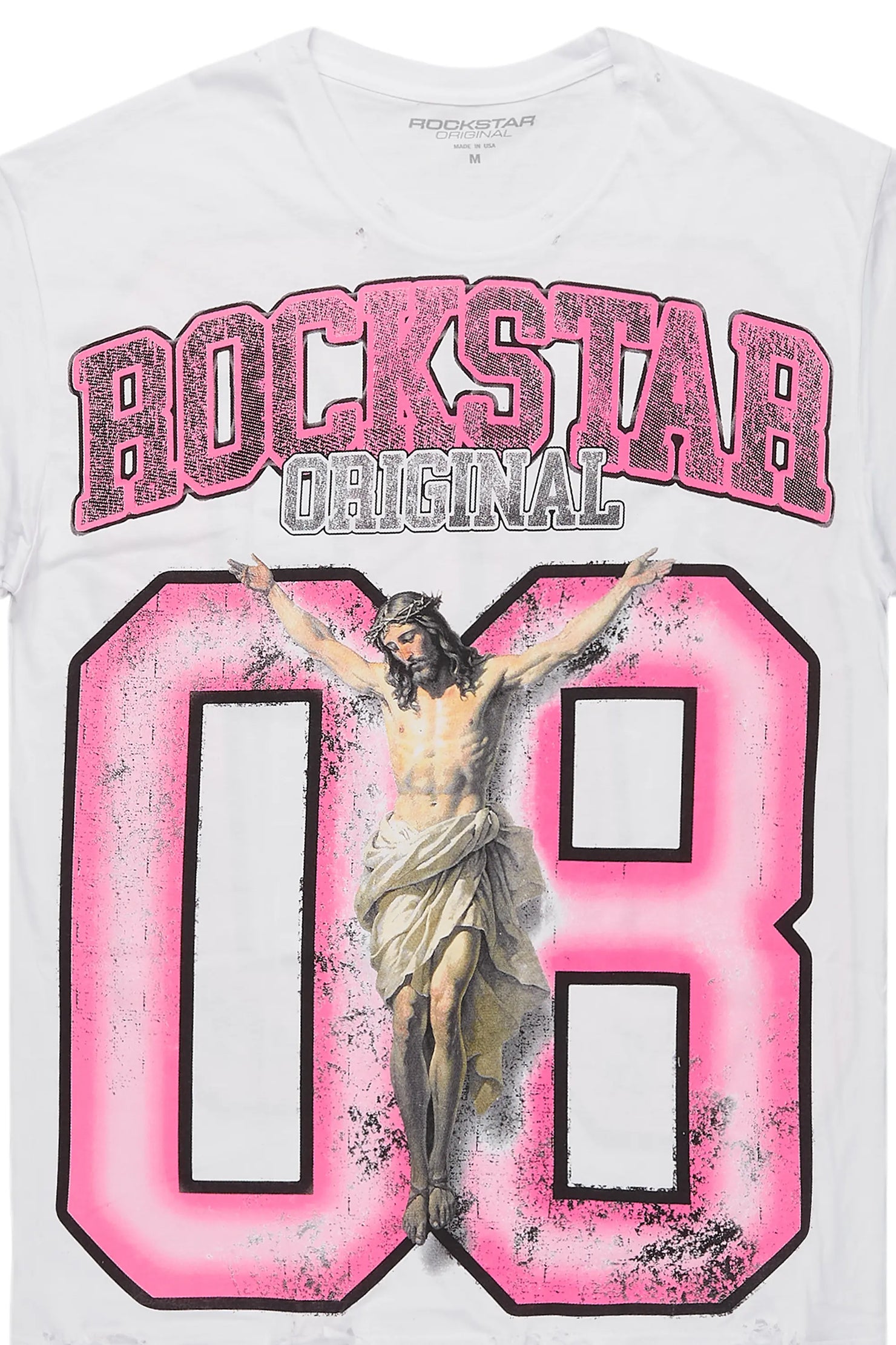 Tariqa White/Pink Oversized T-Shirt