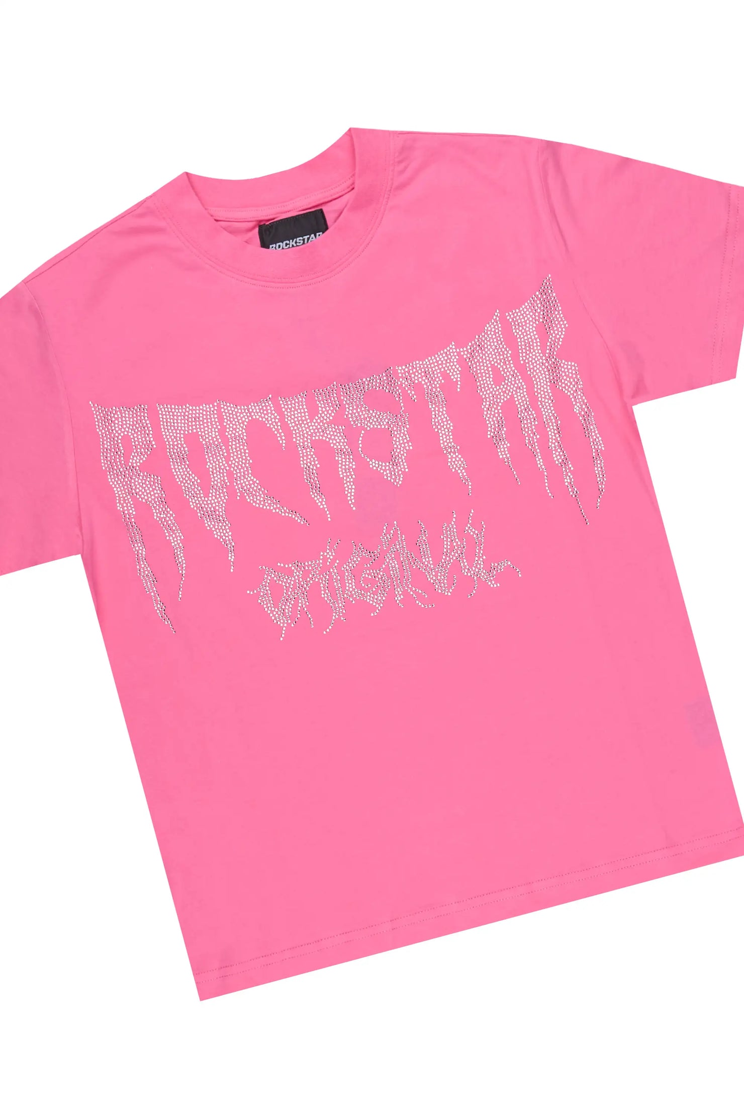 Girls Porsha Pink Rhinestone Short Set
