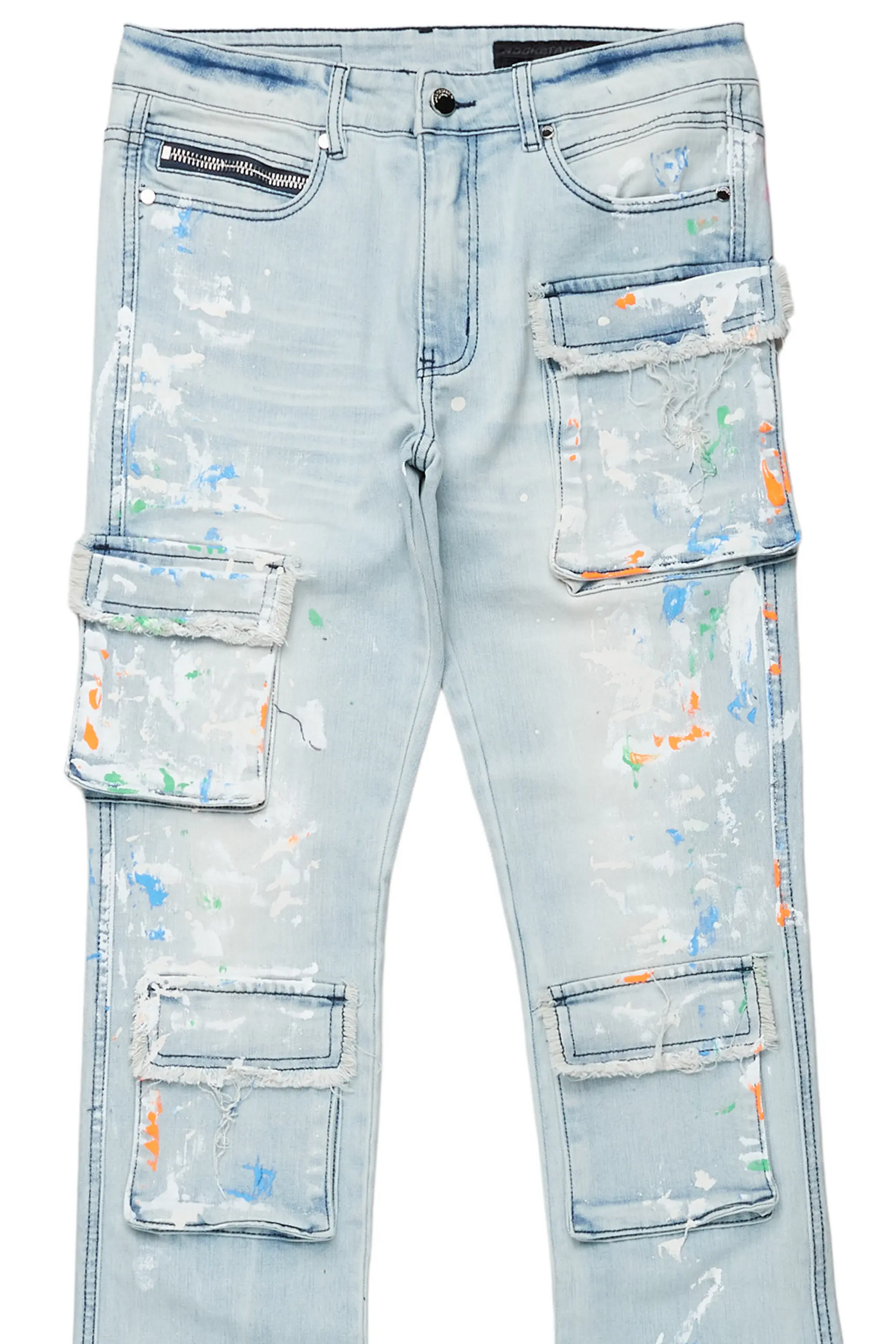 Yasu Blue Painter Stacked Flare Jean