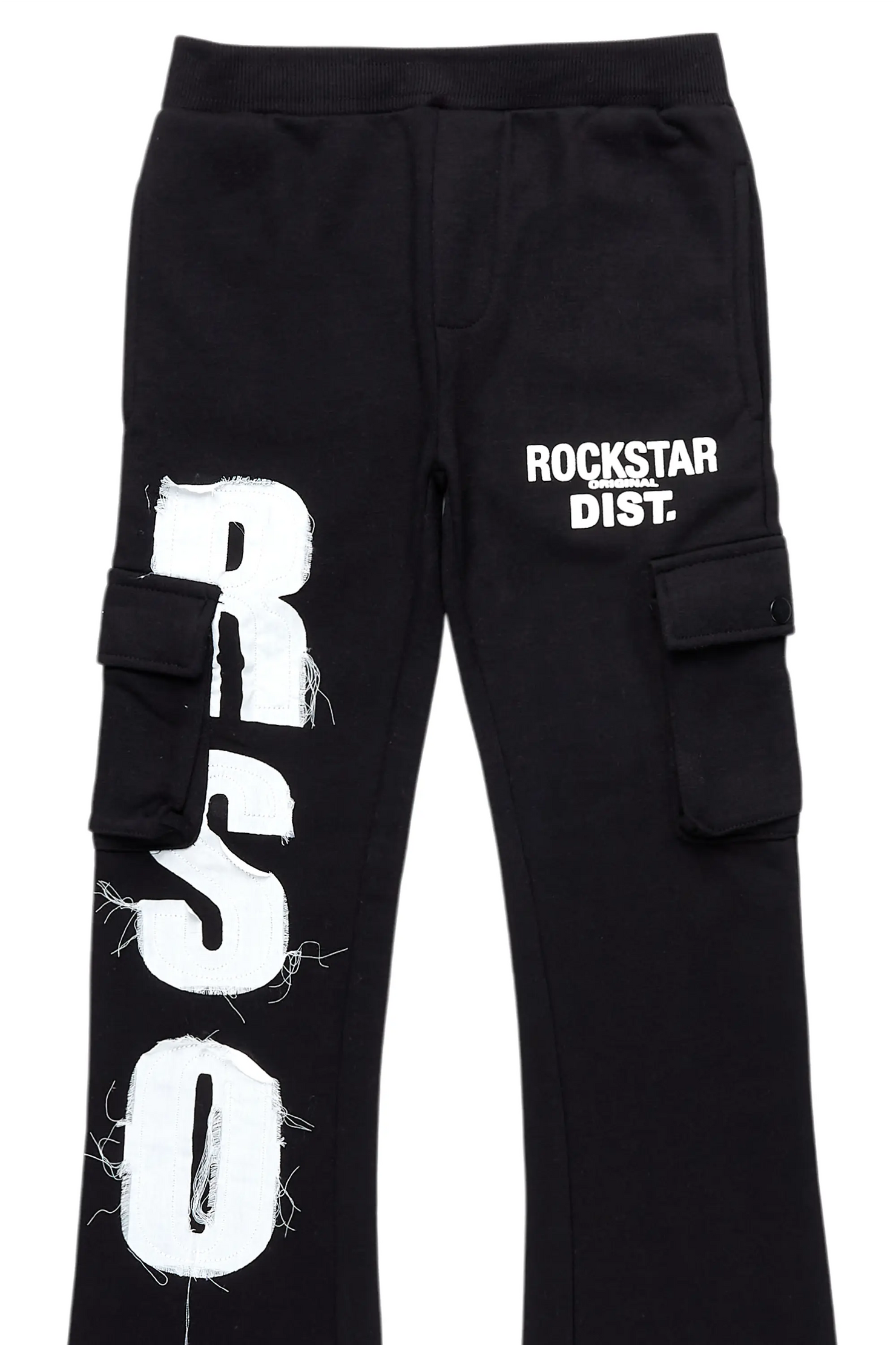 Boys Admir Black Stacked Flare Pant