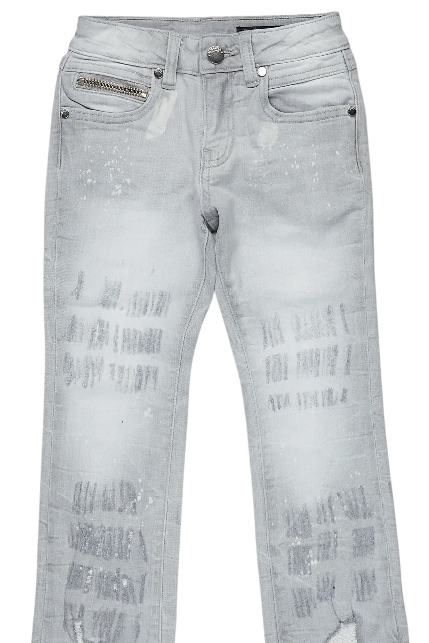 Boys Molter Light Grey Stacked Flare Jean