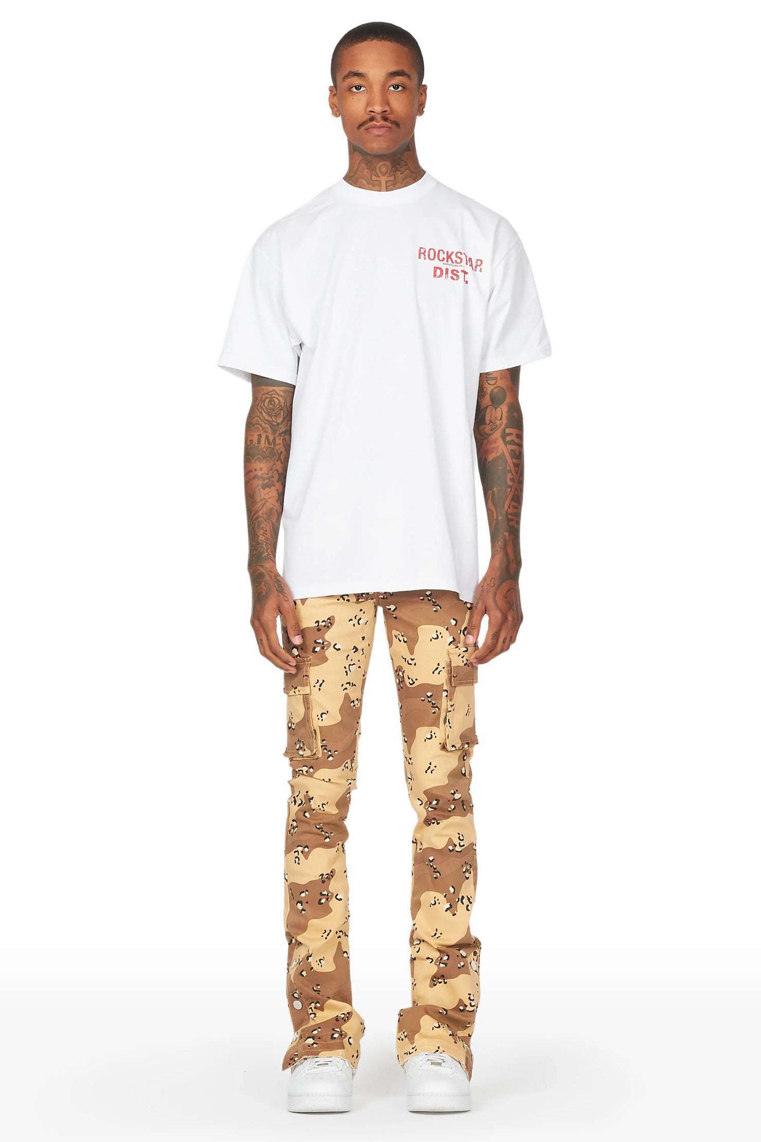 Waage Desert Camo Cargo Stacked Flare Jean
