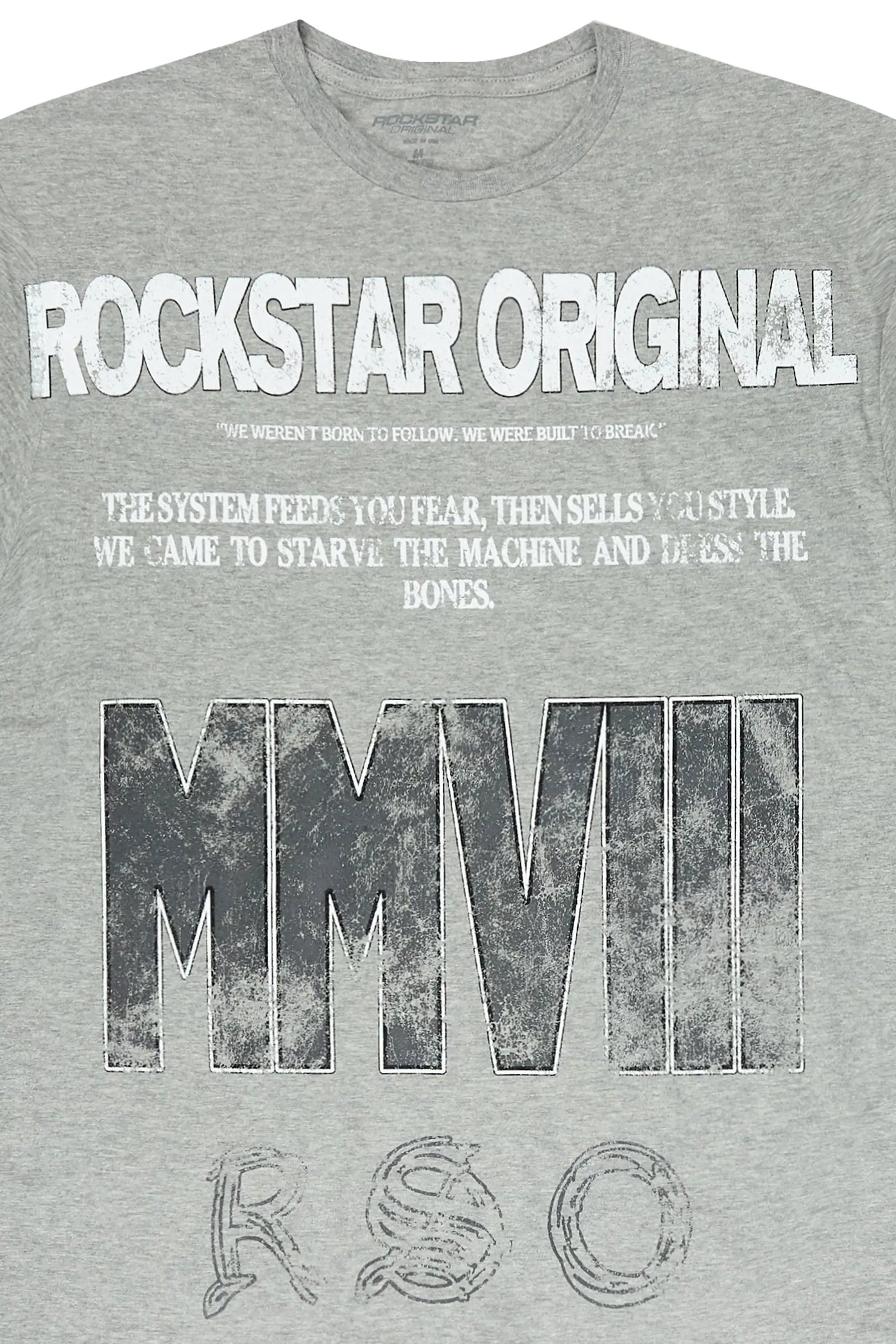 Caezor Grey Oversized Graphic T-Shirt