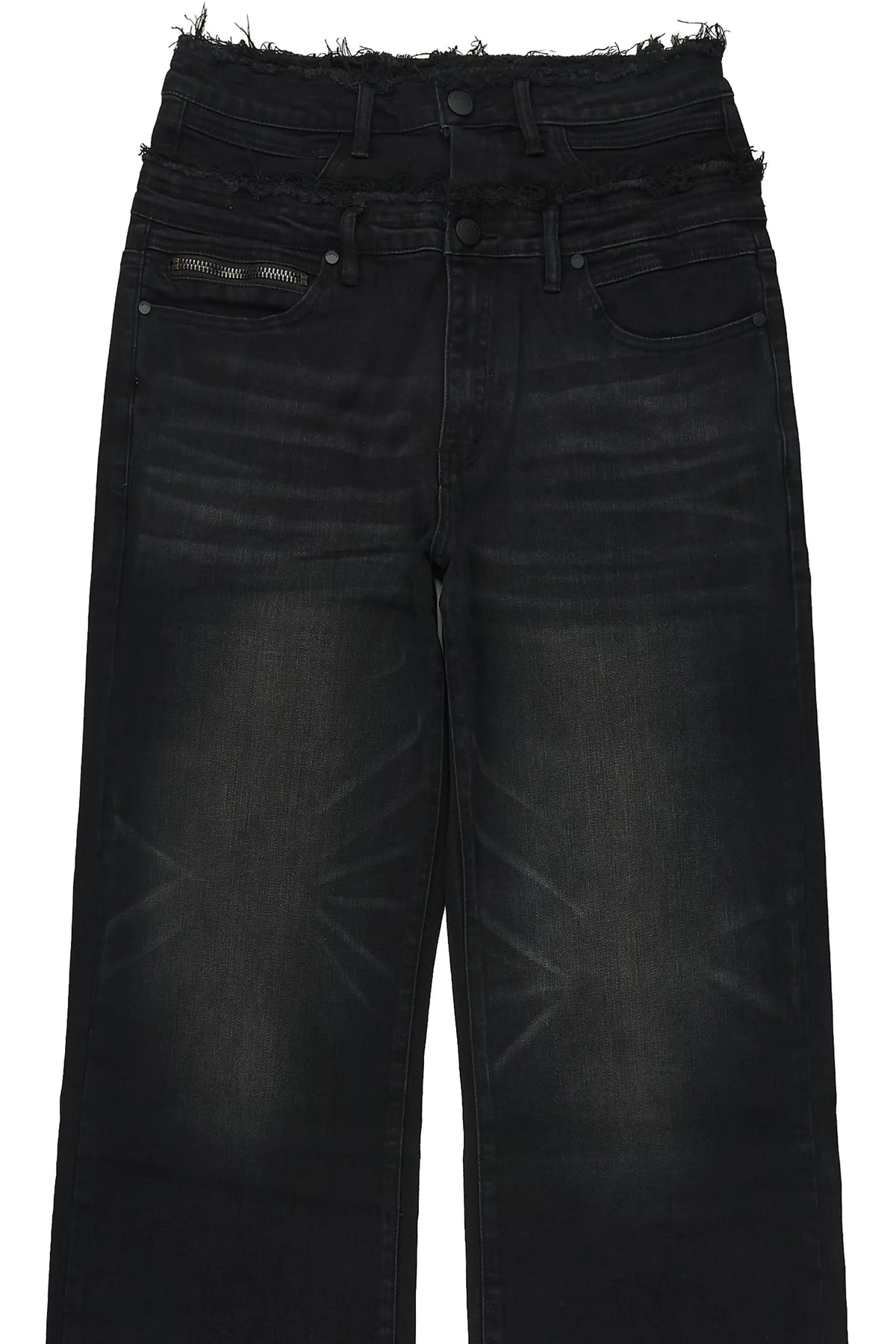Silo Jet Black Double Waisted Baggy Fit Jean
