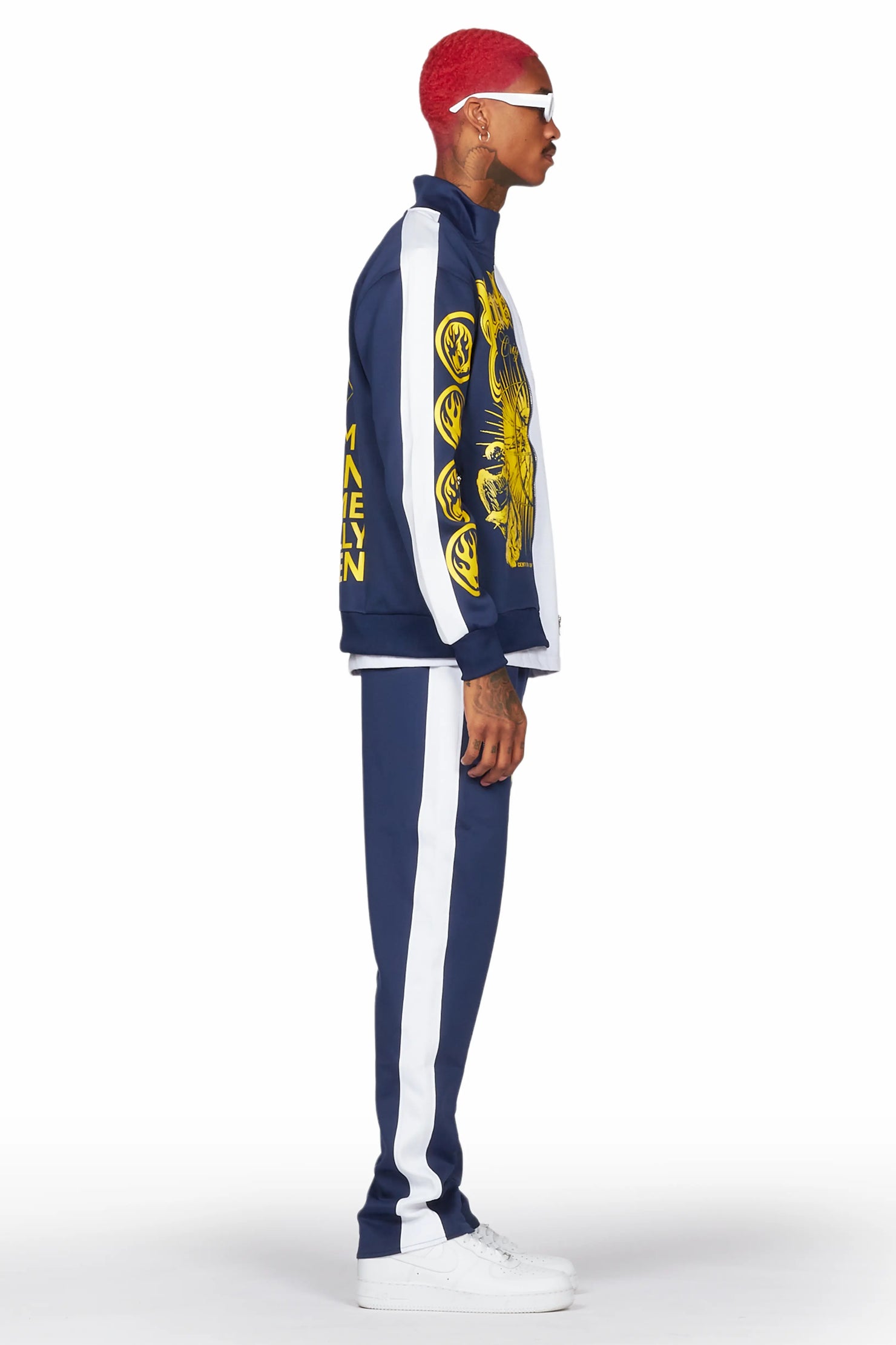 Yarden Navy Tricot Slim Fit Track Set