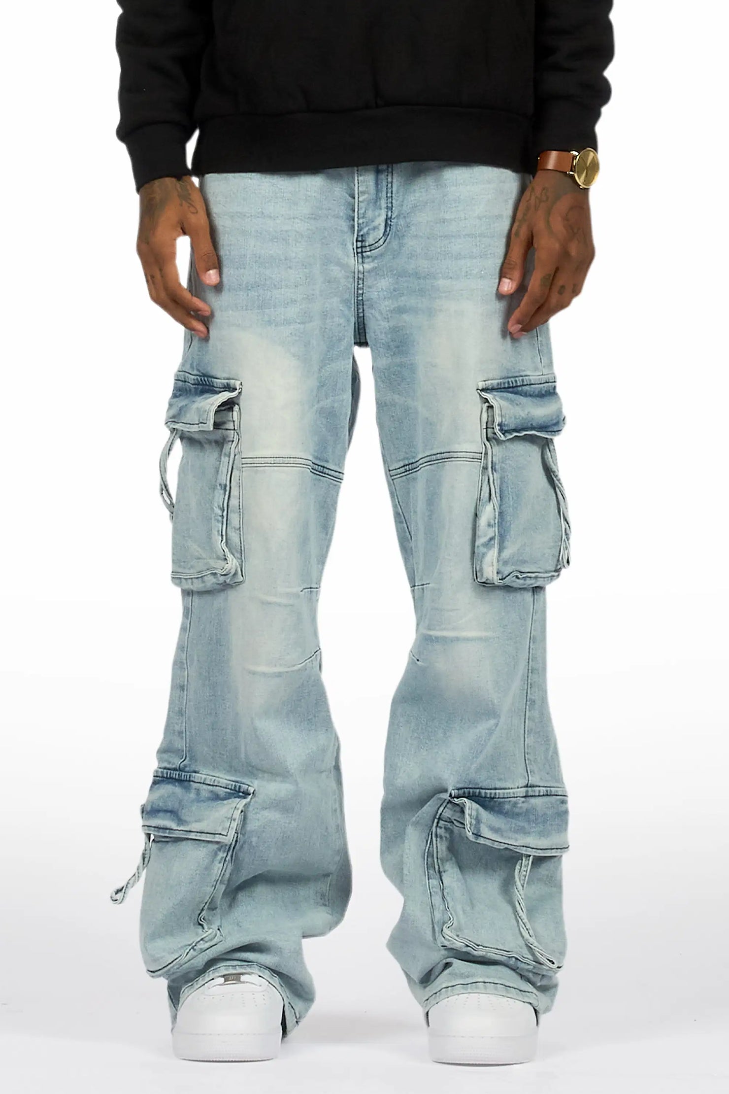 Tore Light Blue Baggy Cargo Jean