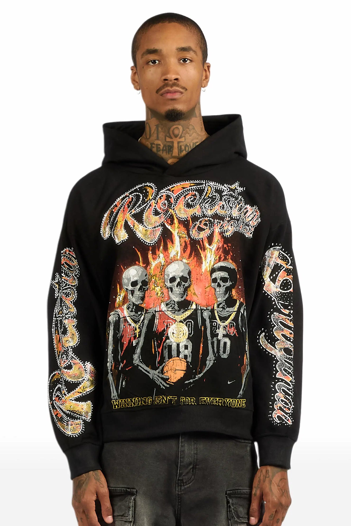 Vincitor Black Rhinestone Oversized Hoodie