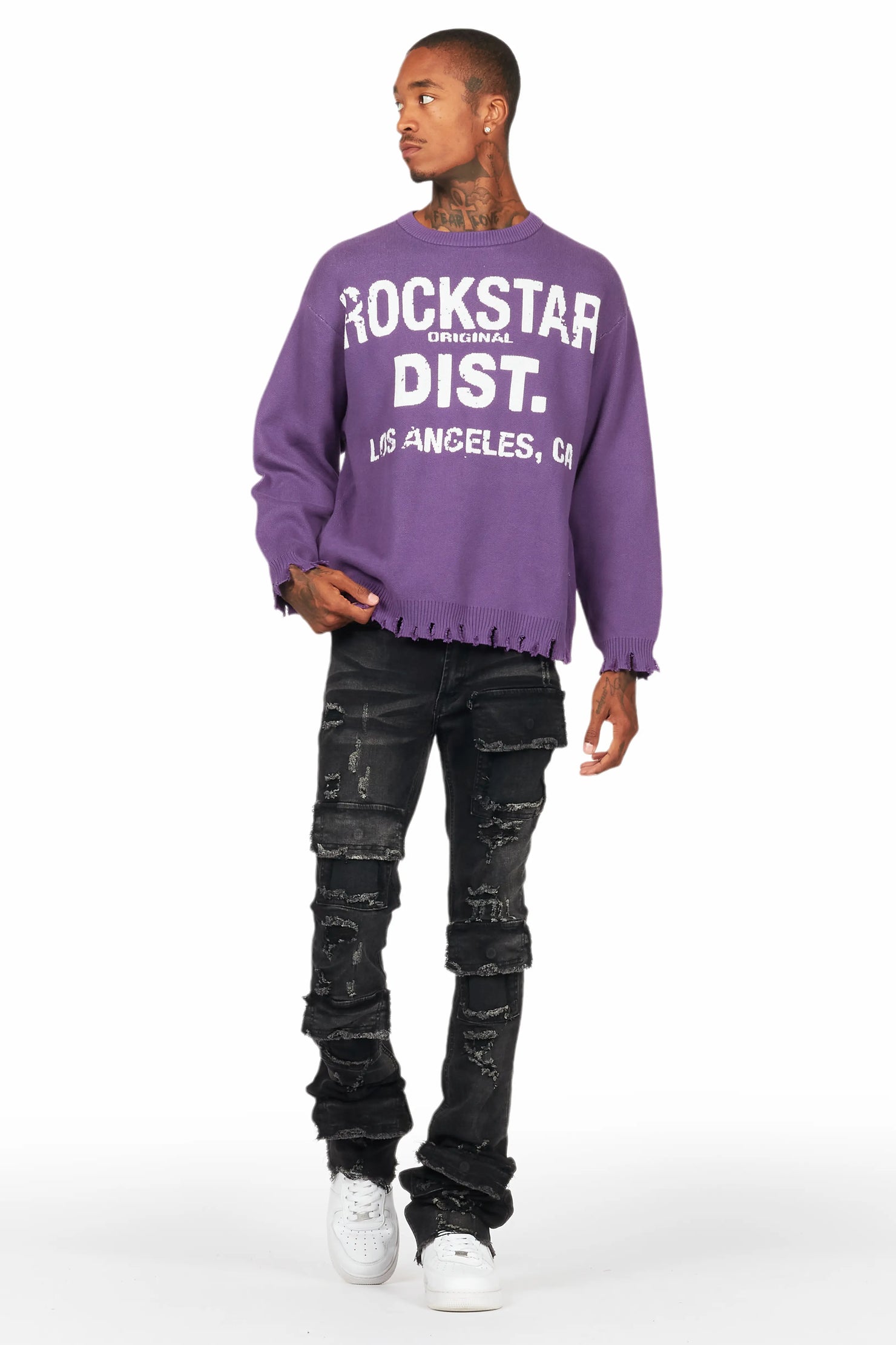 Pooja Black Super Stacked Flare Jean