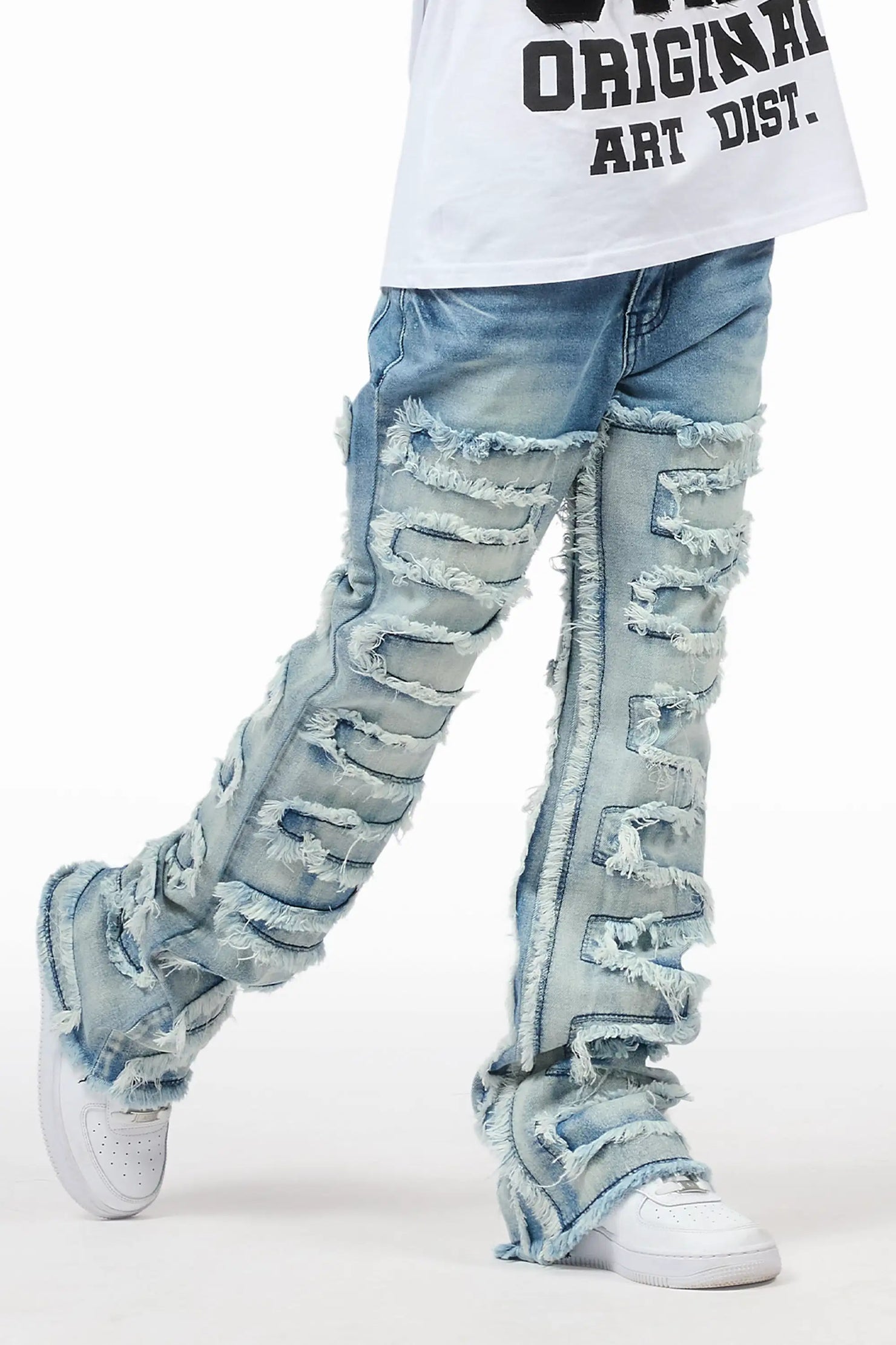 Girls Zariyah Medium Wash Stacked Flare Jean