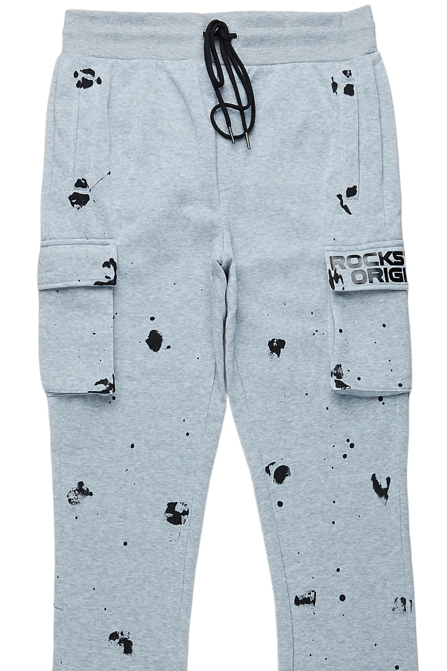 Radko Heather Grey Stacked Flare Cargo Pants