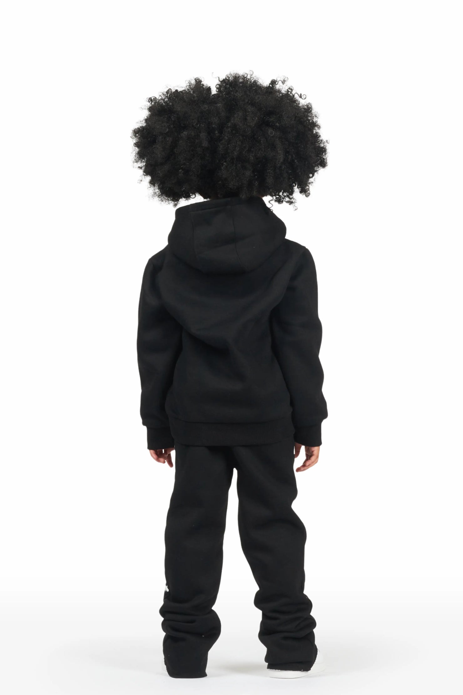 Girls Raffie Black Hoodie Super Stacked Flare Track Set