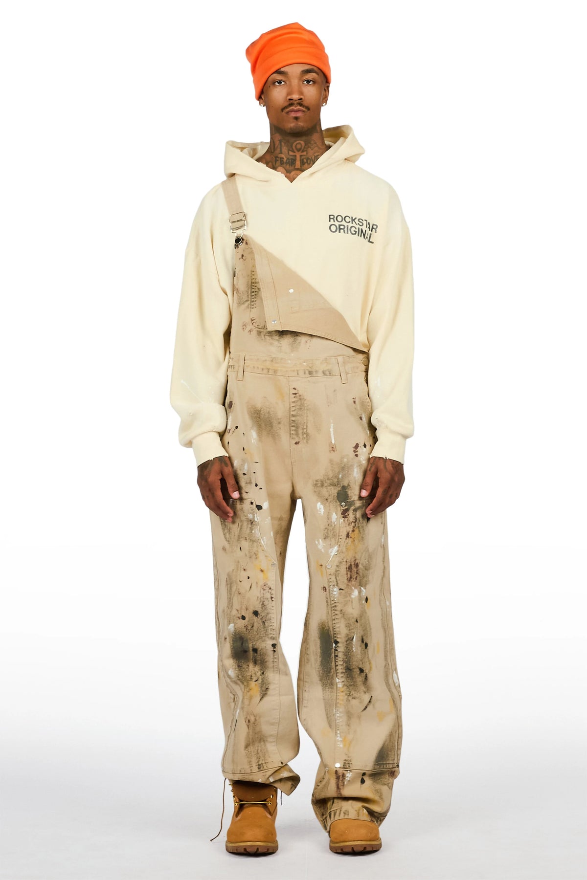 Fustier Beige Painter Denim Overall