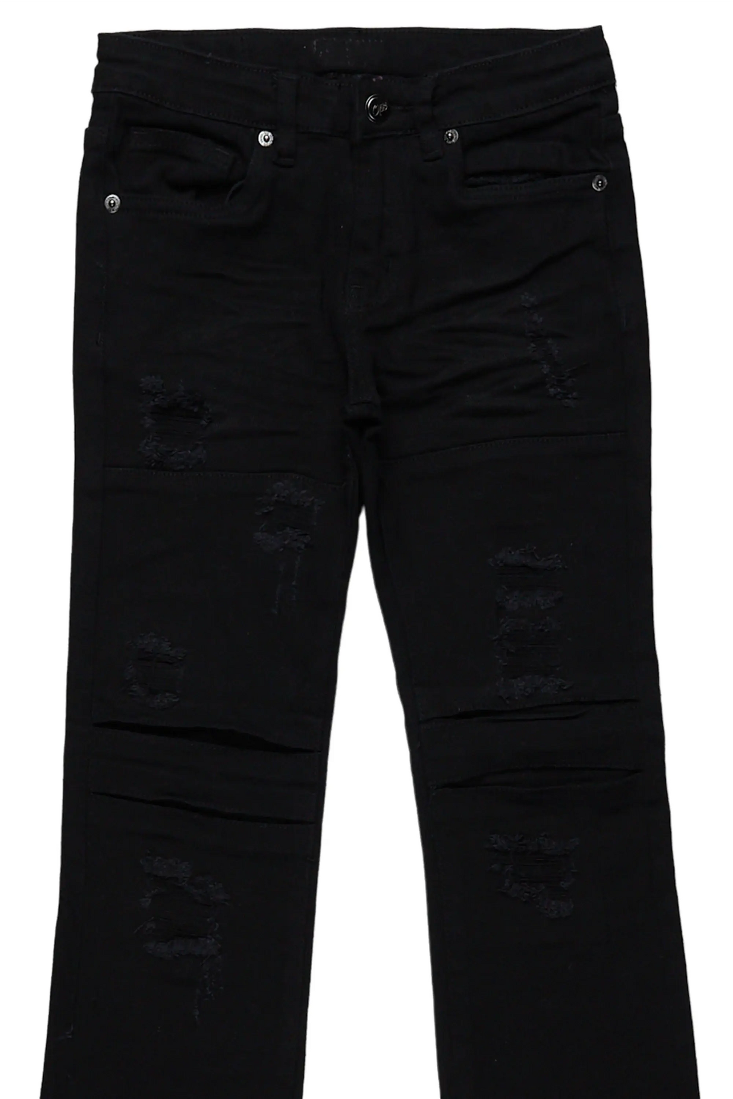 Boys Wald Jet Black Stacked Flare Jean