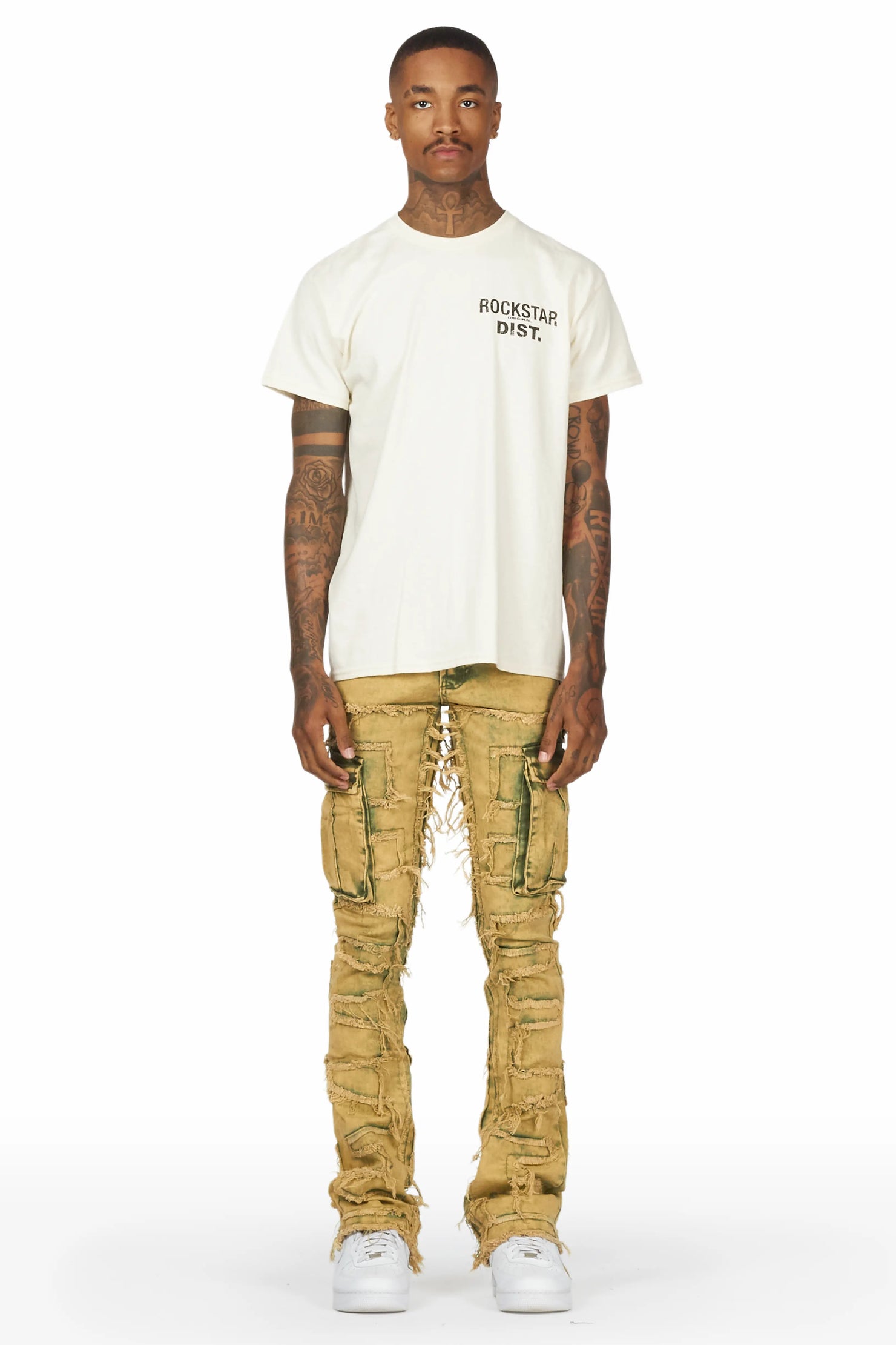 Slater Yellow Stacked Flare Jean
