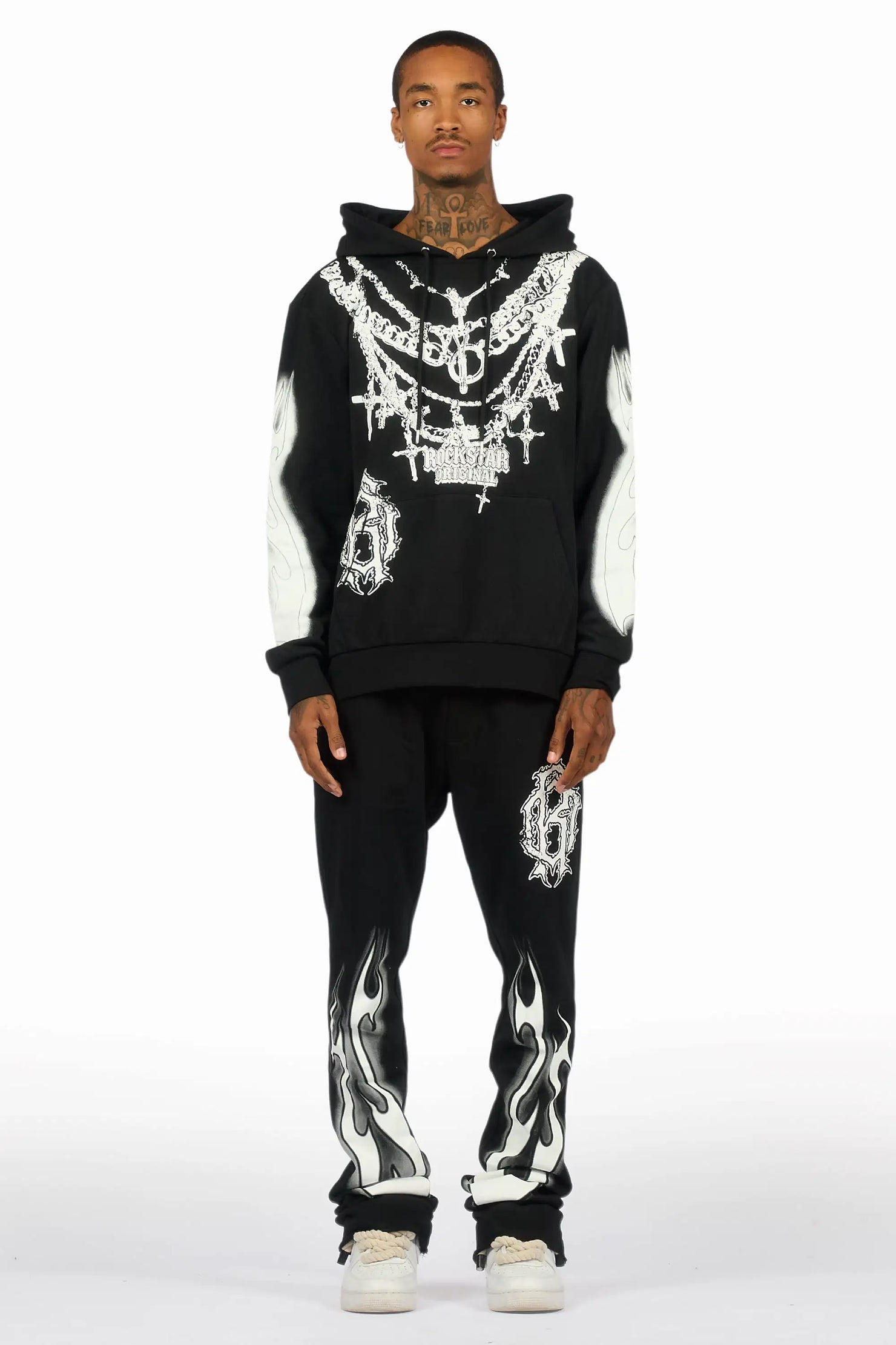 Nyro Black Hoodie/Stacked Pant Track Set