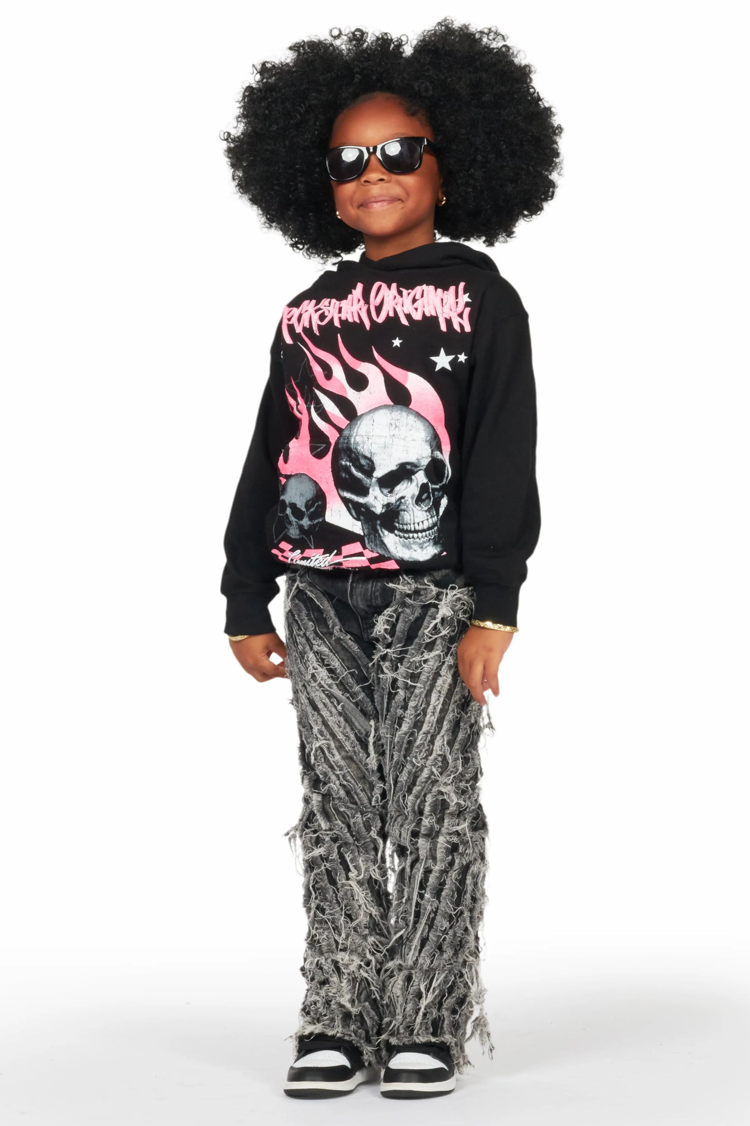 Girls Figgy Dark Grey Stacked Flare Jean