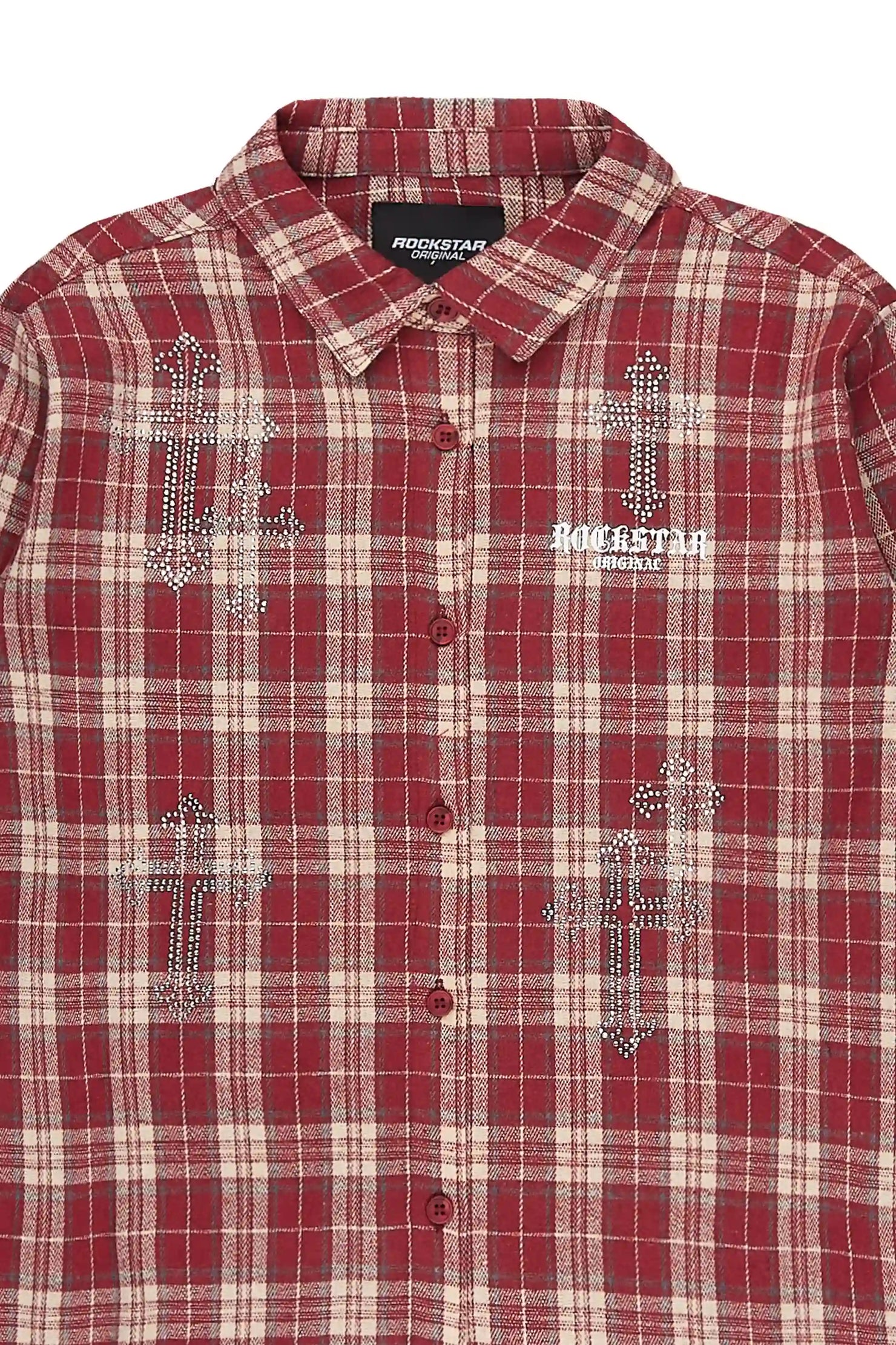 Girls Poldi Red Rhinestone Flannel Shirt