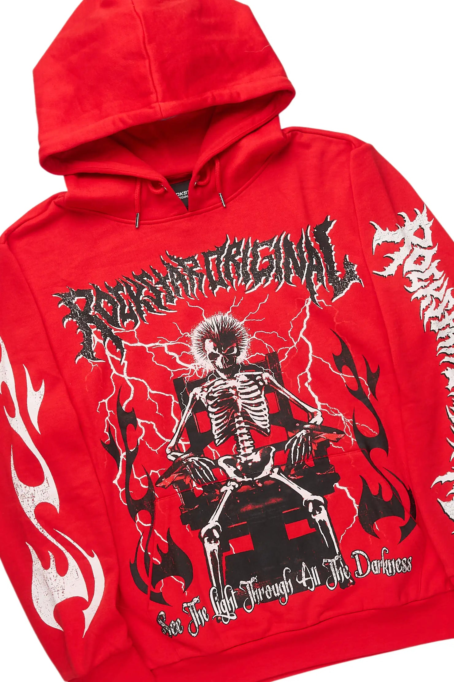 Deathrow Red/White Hoodie/Stacked Track Pant Set