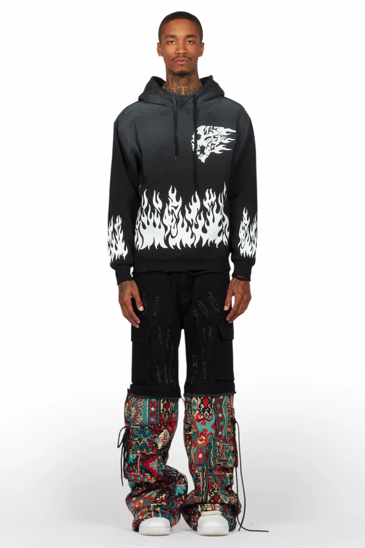 Baatar Jet Black Tapestry Baggy Fit Jean