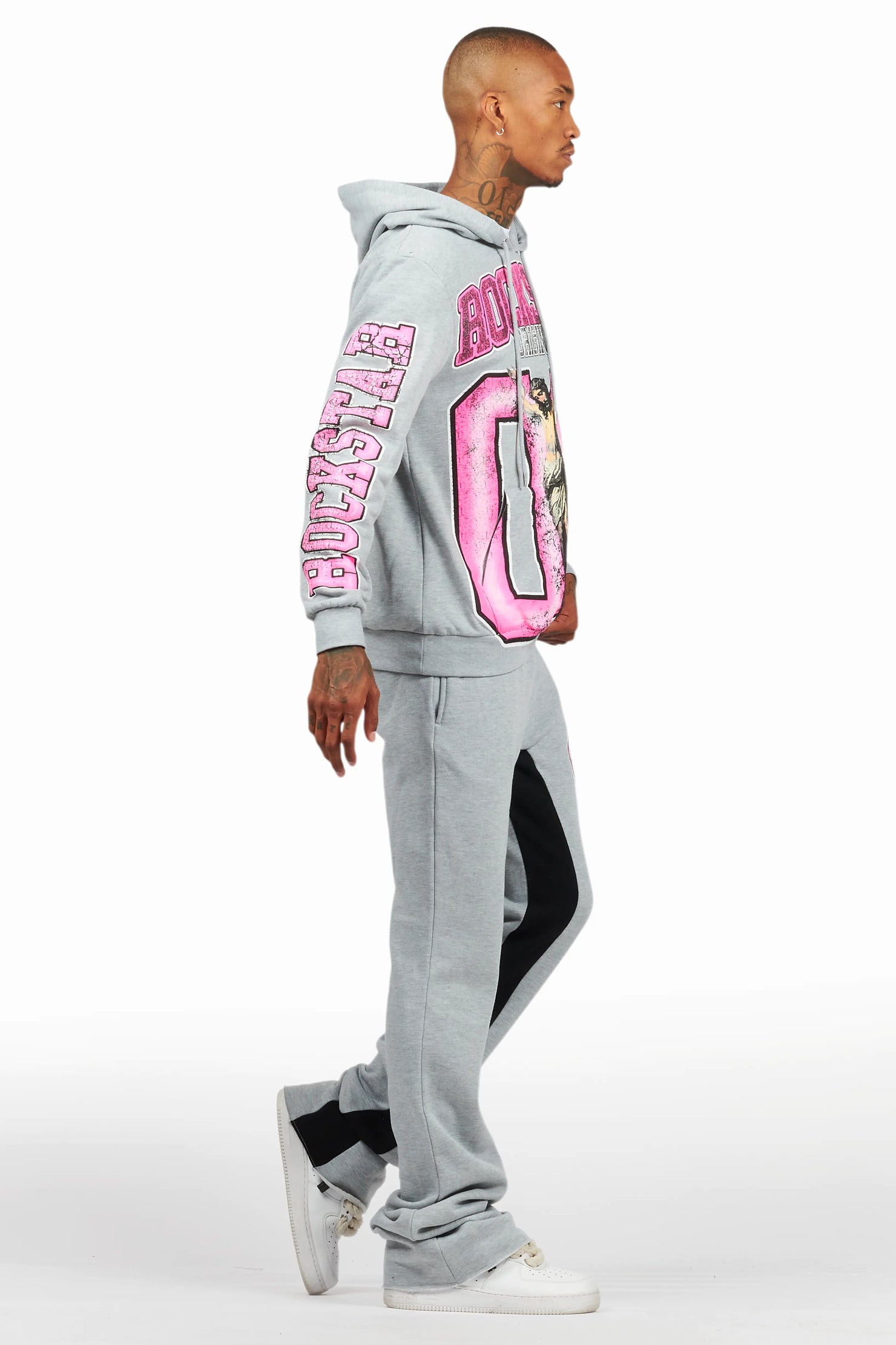 Fields Grey/Pink Baggy Hoodie Track Set