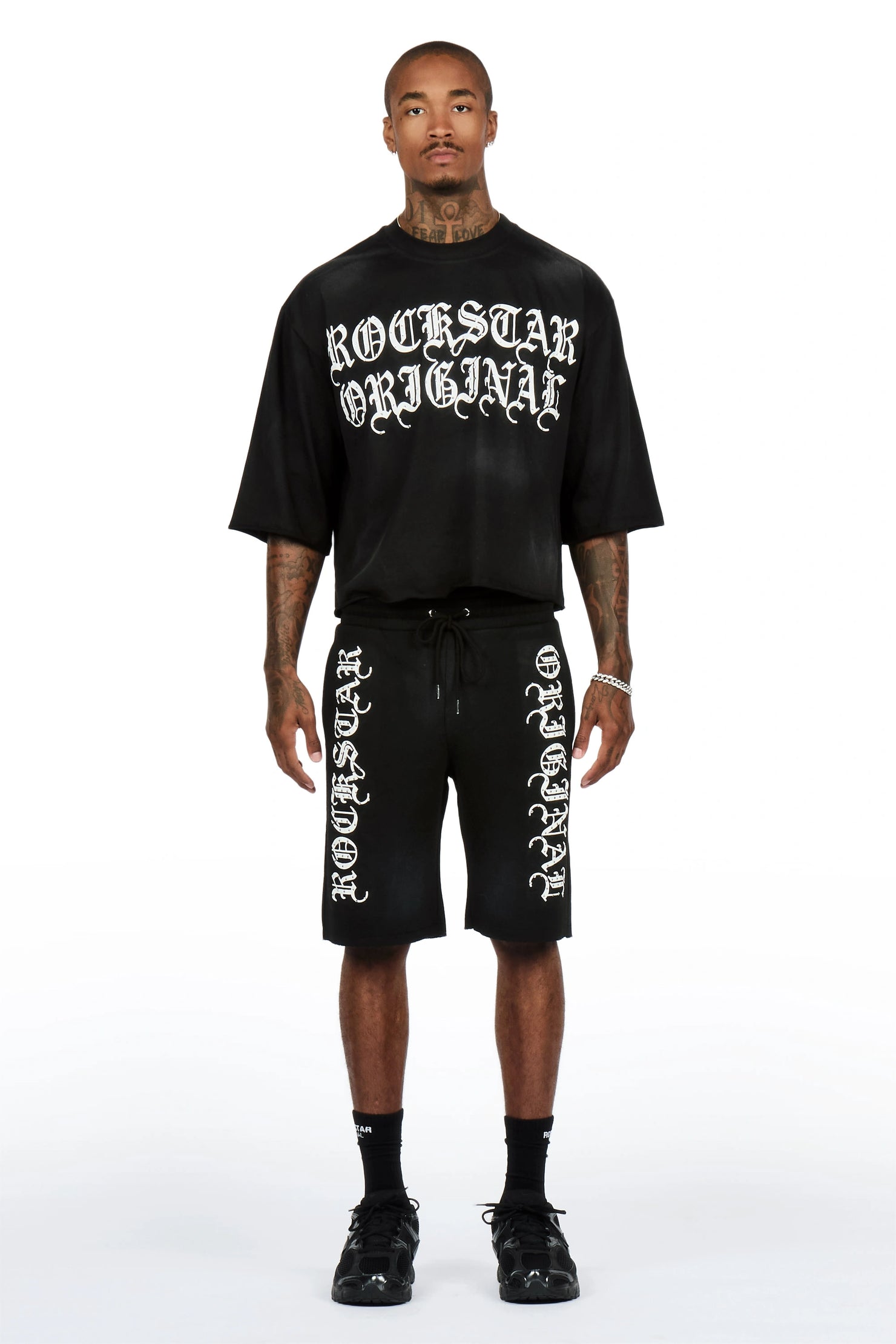 Dazzle Black Rhinestone T-Shirt/Short Set