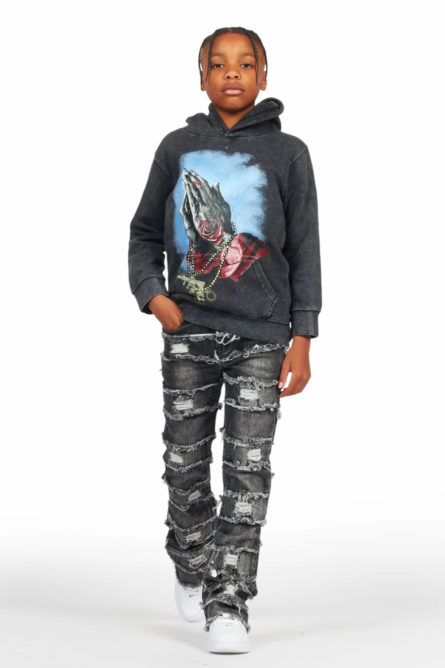 Boys Sten Black Stacked Flare Jean