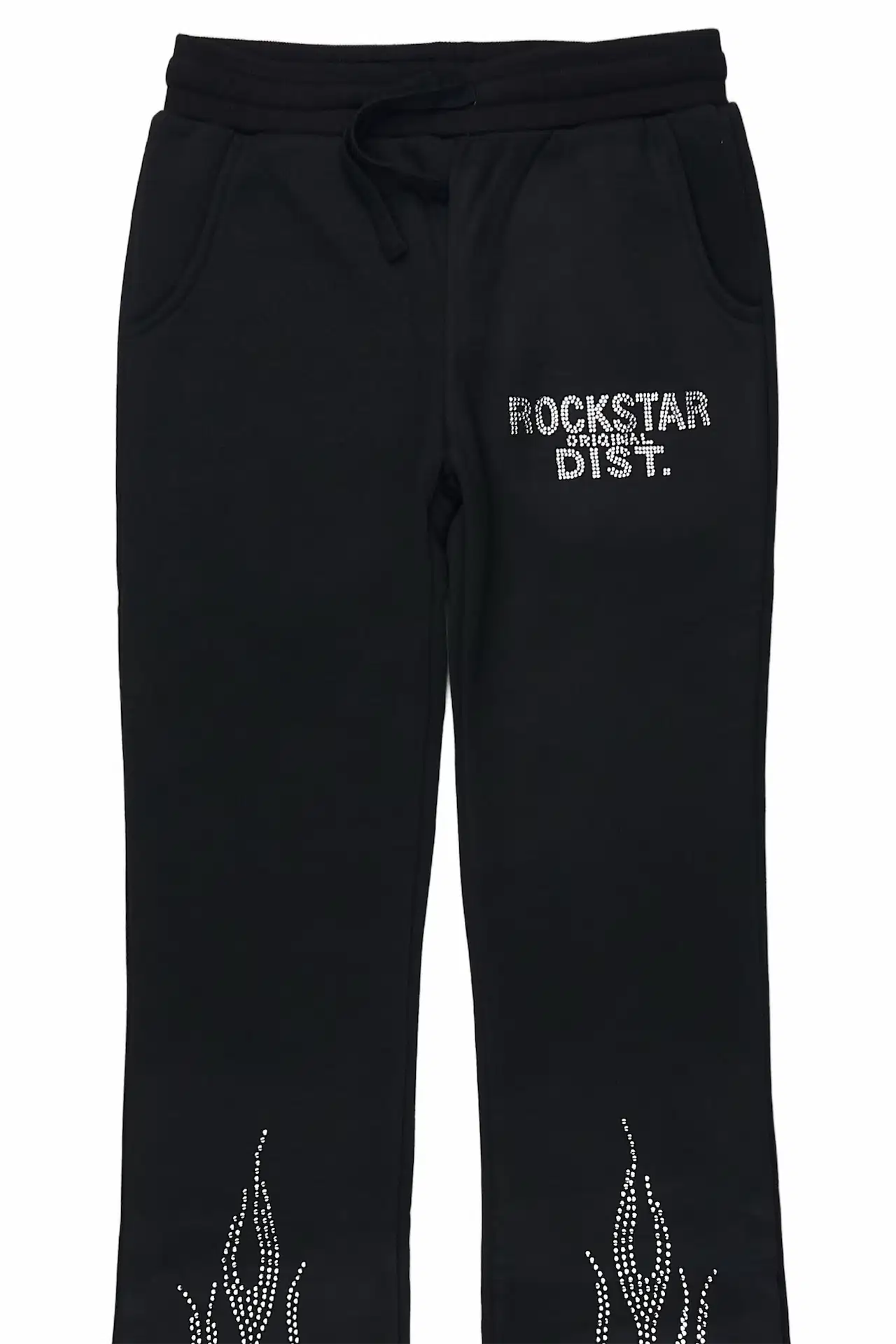 Boys Anastesio Black Rhinestone Stacked Track Pant