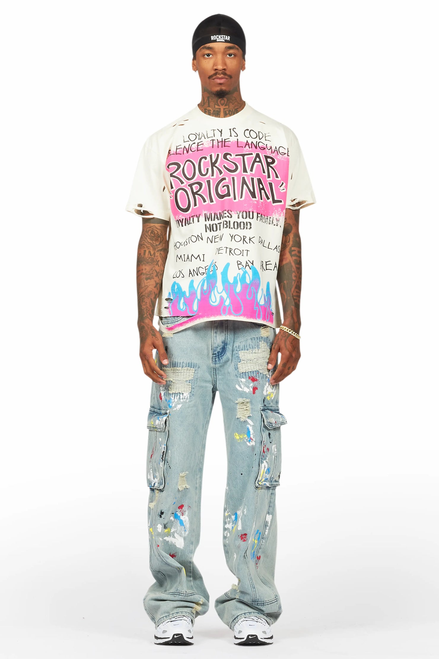 Namas Light Blue Painter Baggy Cargo Jean