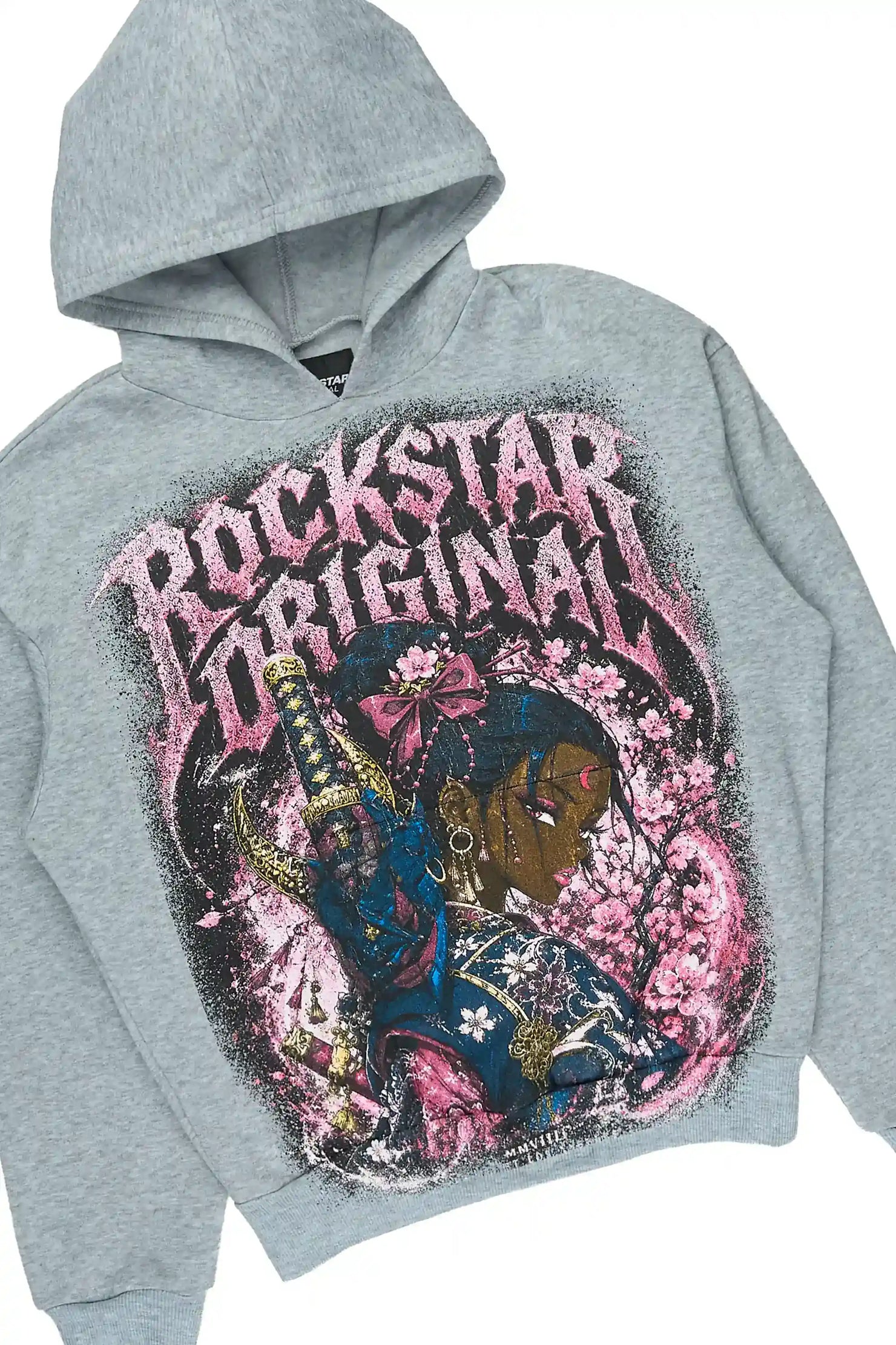 Girls Kavera Heather Grey Graphic Hoodie Short Set
