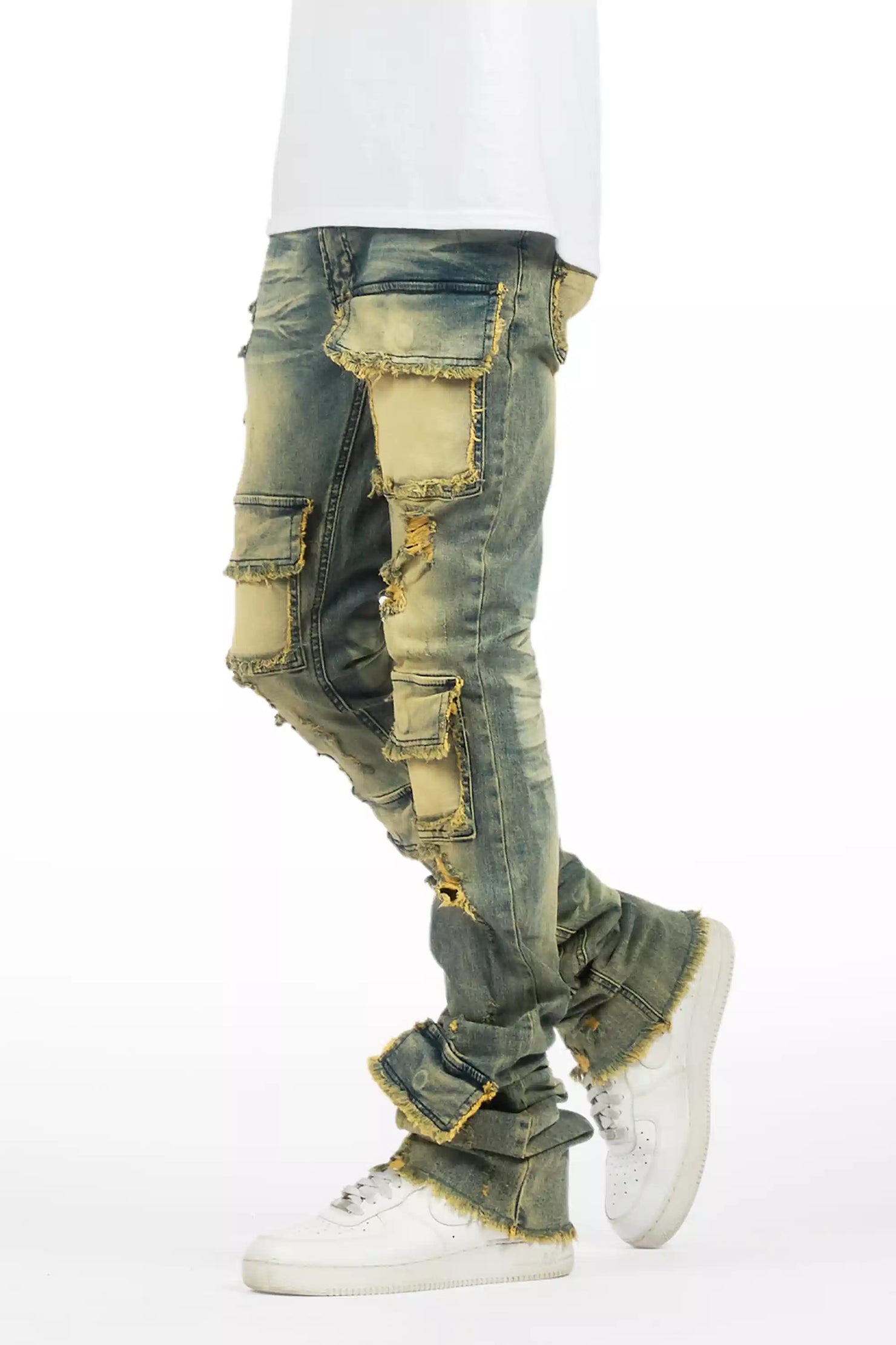 Petrus Tint Blue Super Stacked Flare Jean