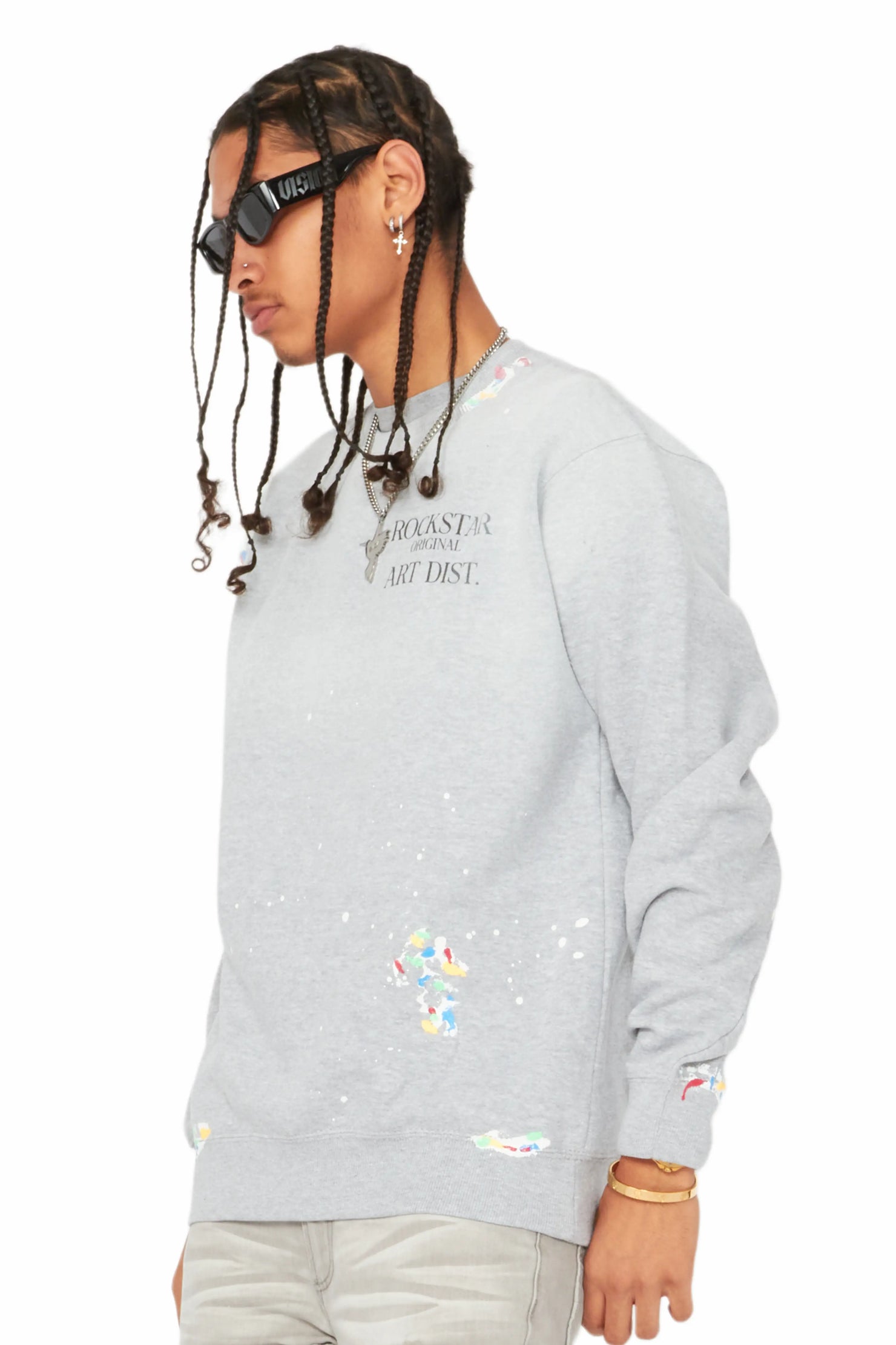 Rockstar Art Dist Heather Grey Crewneck