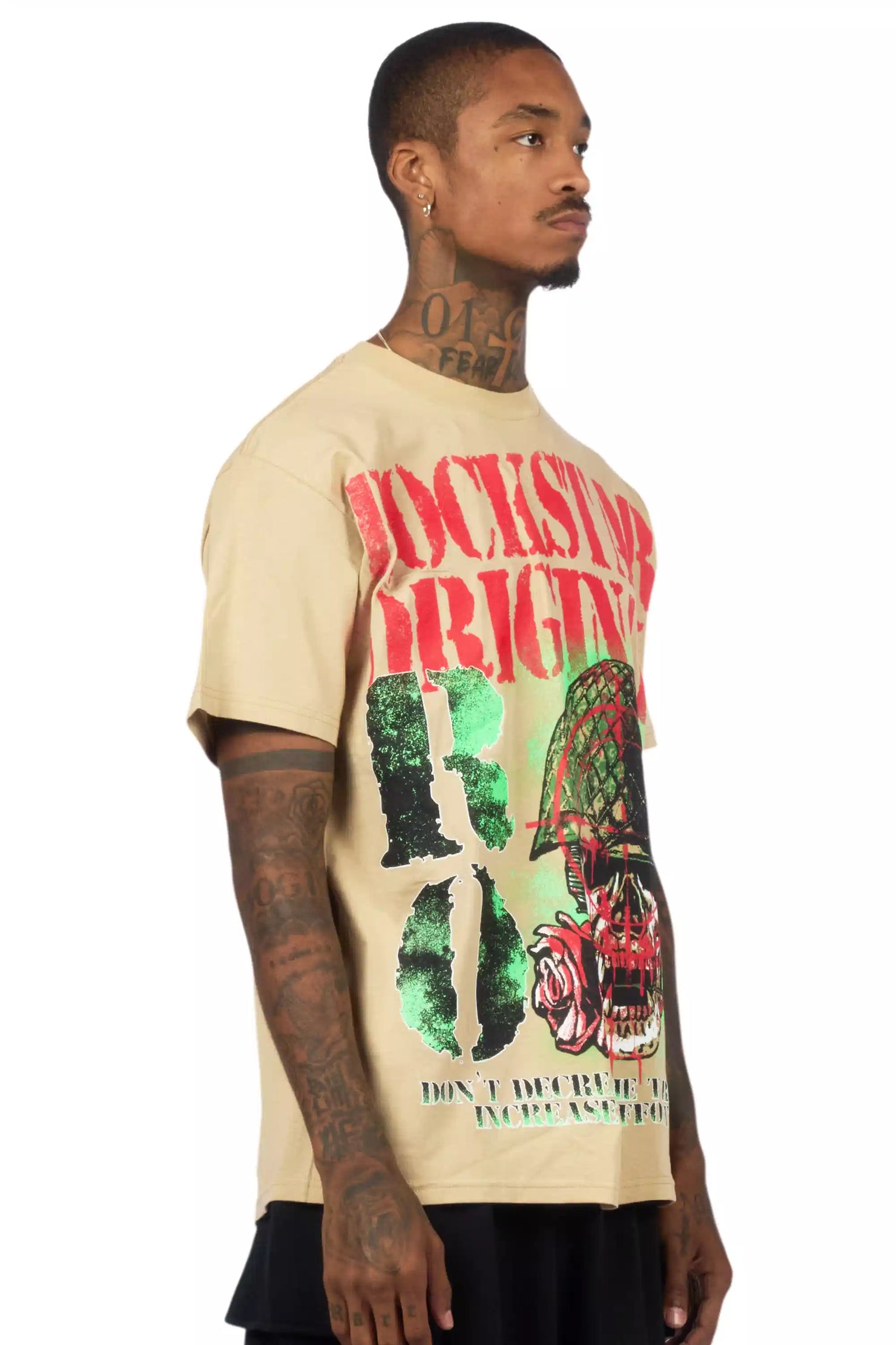 Kilshot Romance 2.0 Beige Oversized Graphic T-Shirt