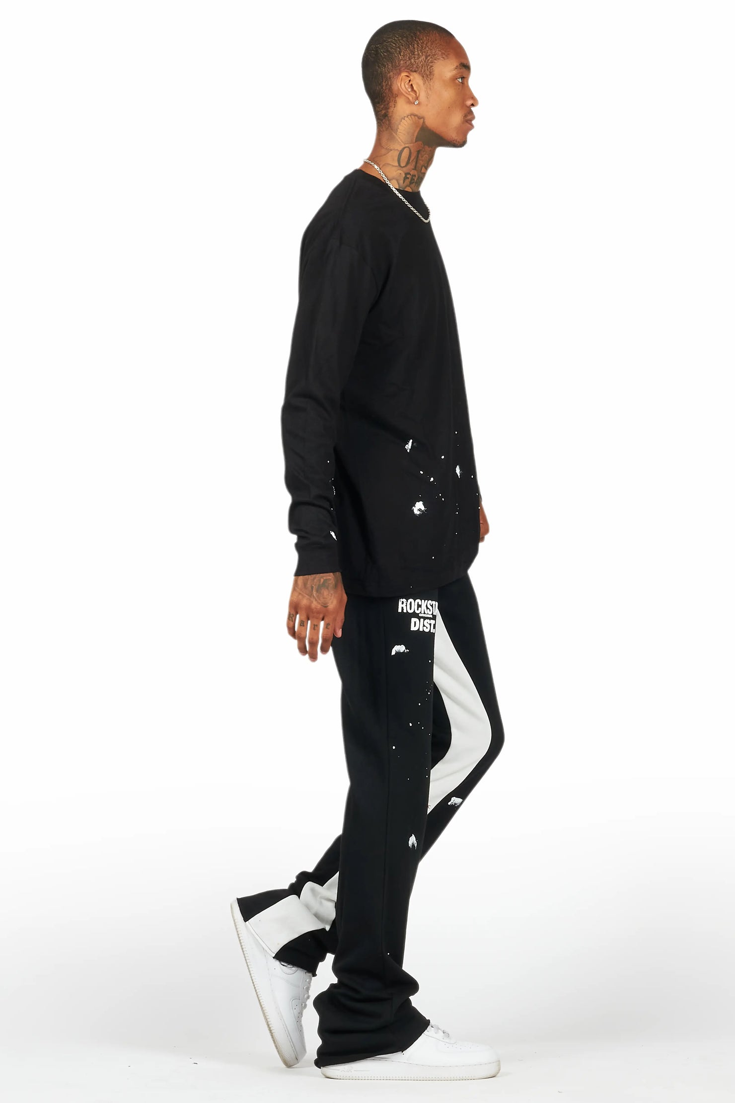 Raffer Black Long Sleeve T-Shirt/Baggy Pant Set