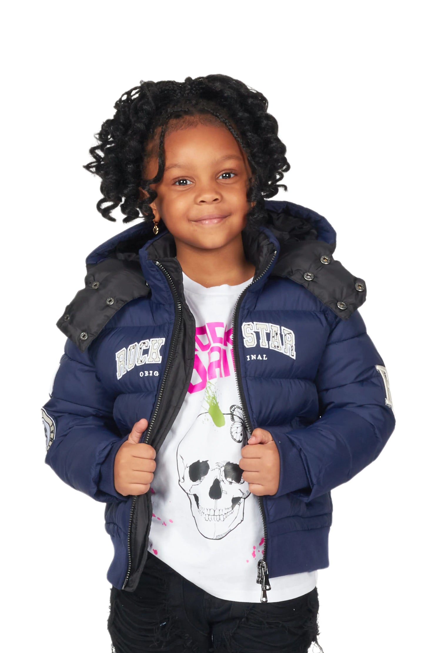 Girls Bronia Navy Puffer Jacket