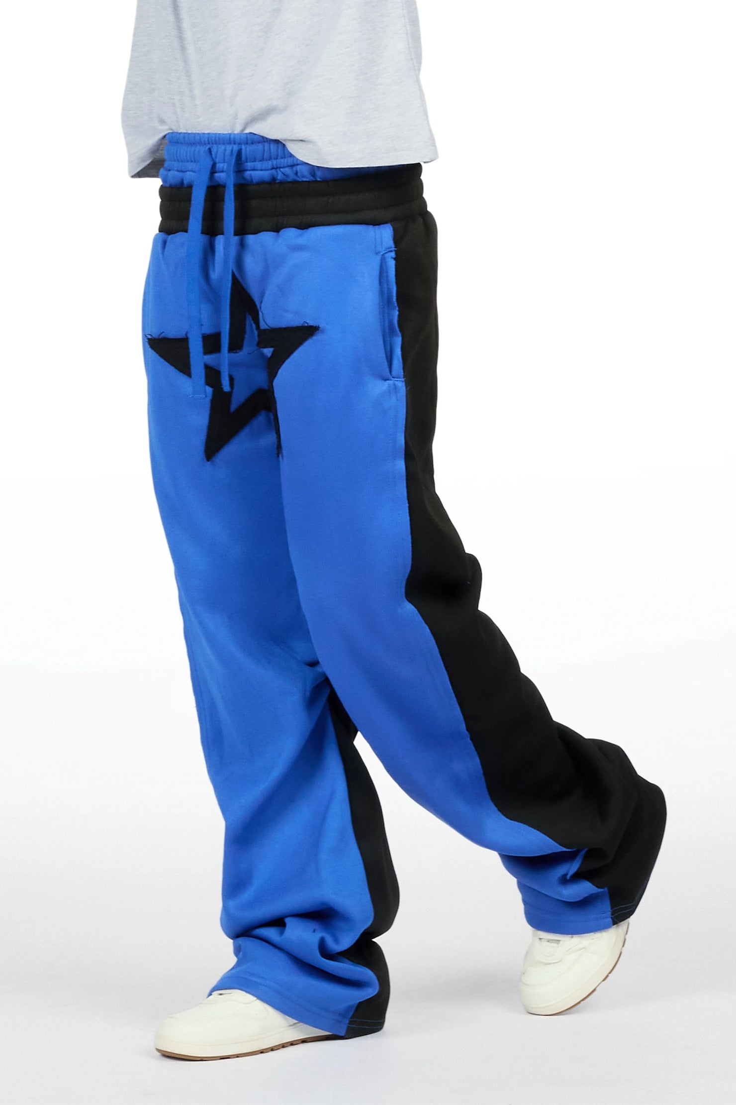 Boys Canaan Black/Royal Double Waisted Baggy Track Pant