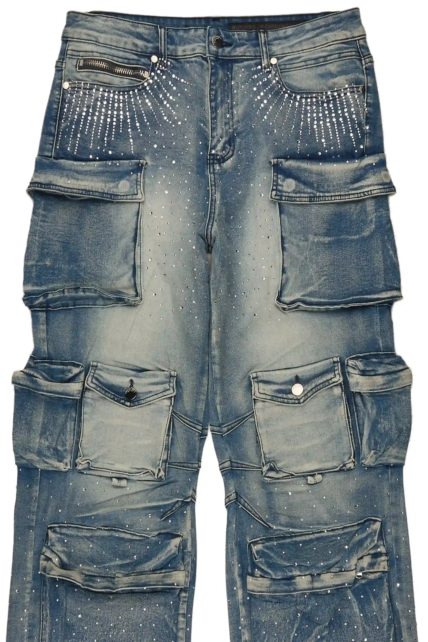 Keoni Light Blue Rhinestone Baggy Fit Jean