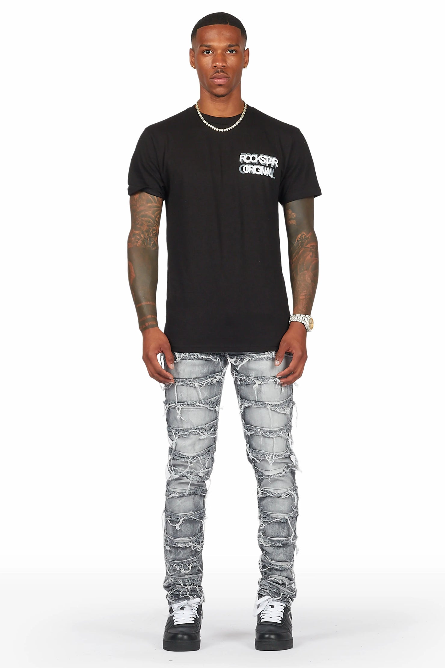 Pasha Grey Slim Fit Frayed Jean