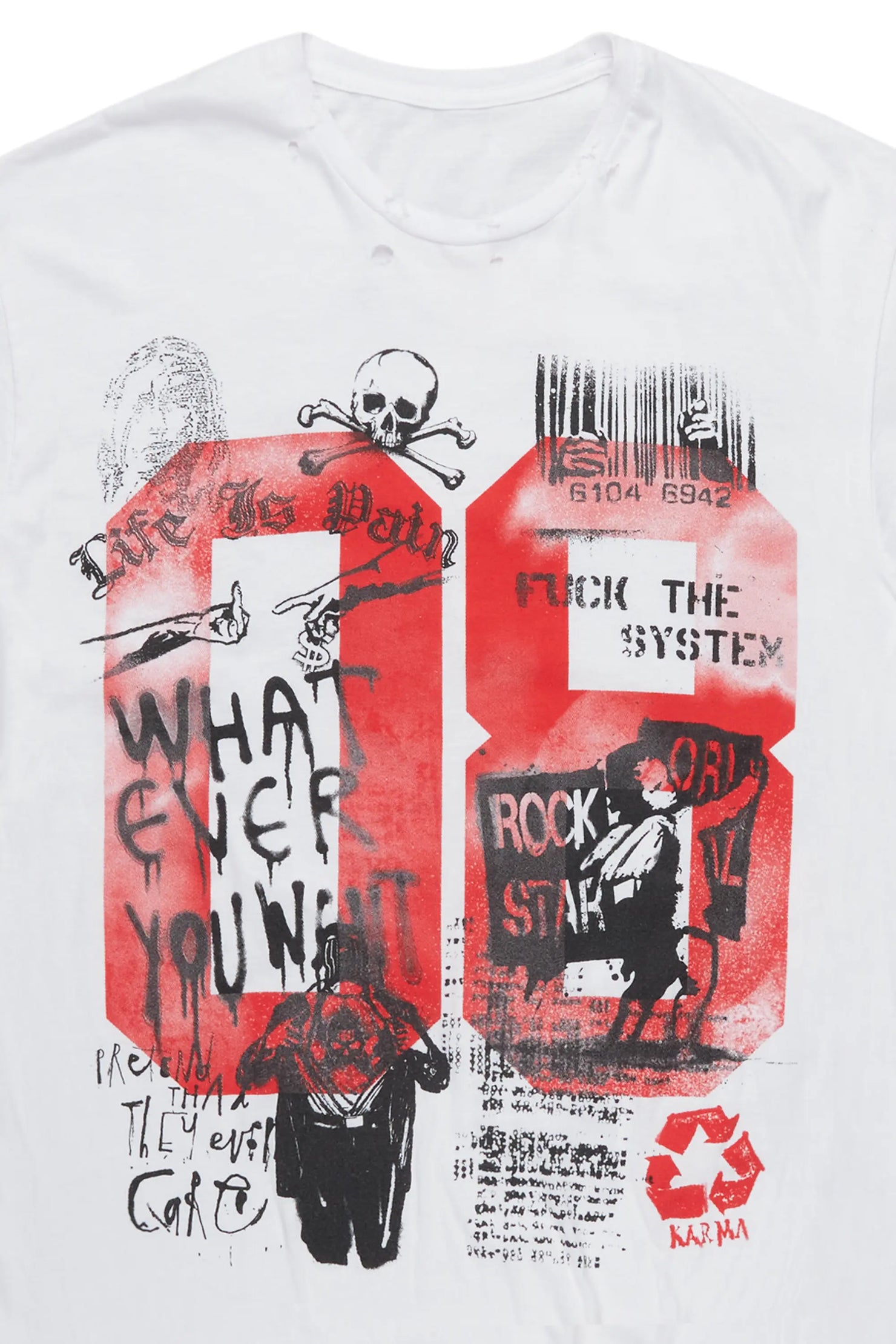 Grill White Graphic Oversized T-Shirt